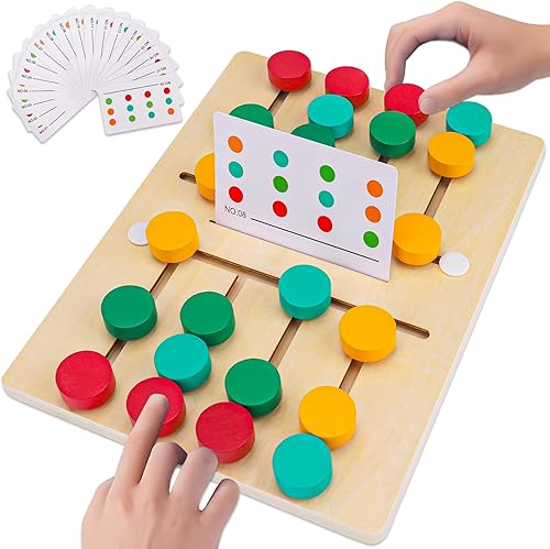 Miniatura 8 de Montessori Learning Toys Slide Puzzle Color  Shape Matching Brain Teasers Logic Game Preschool Educational Wooden Toys for Kids Boys Girls Age 3 4 5