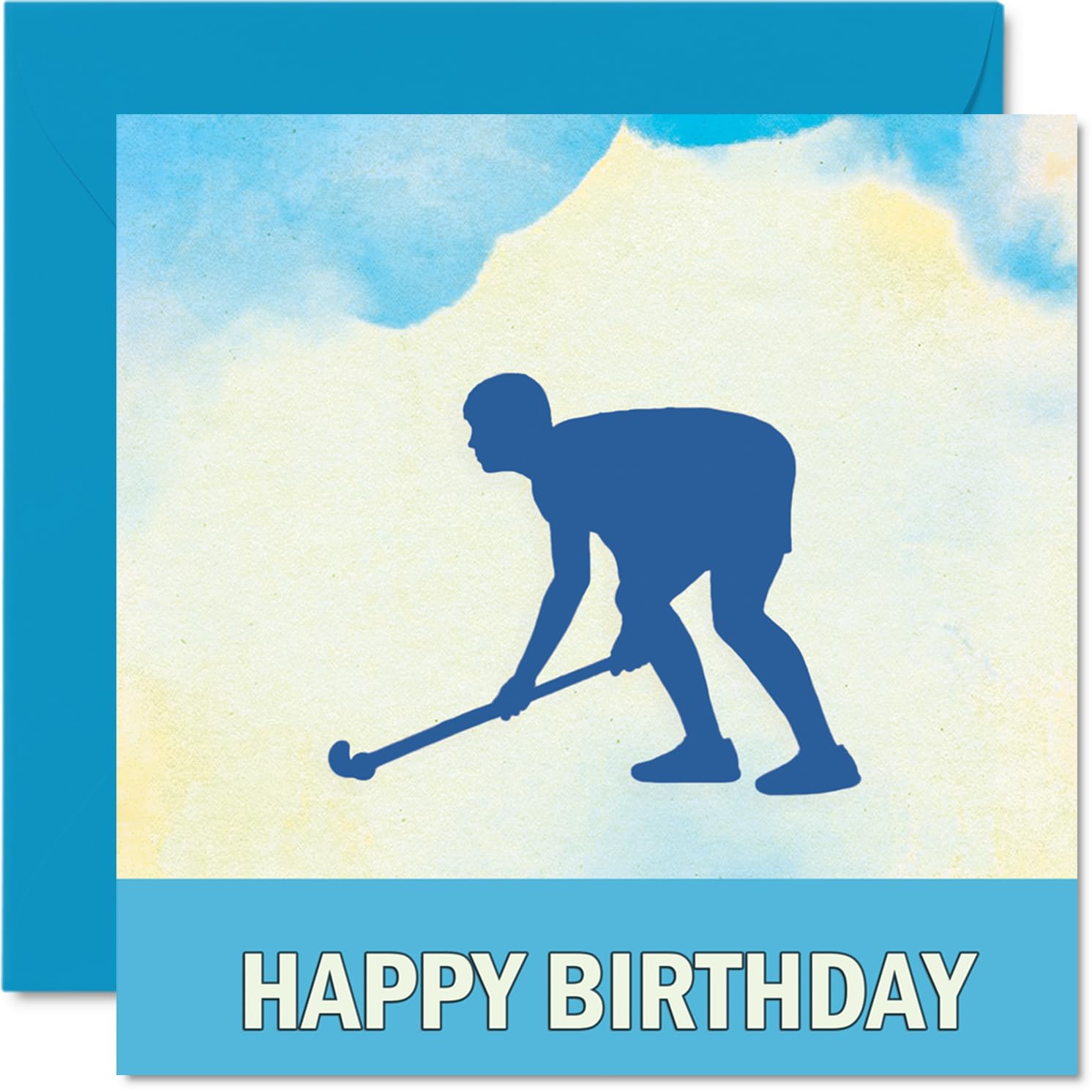 Hockey Sport Birthday Cards - Boys in Sports - Happy Birthday Card for Boy Son Brother Grandson Nephew Uncle Cousin, 145mm Bday Greeting Cards