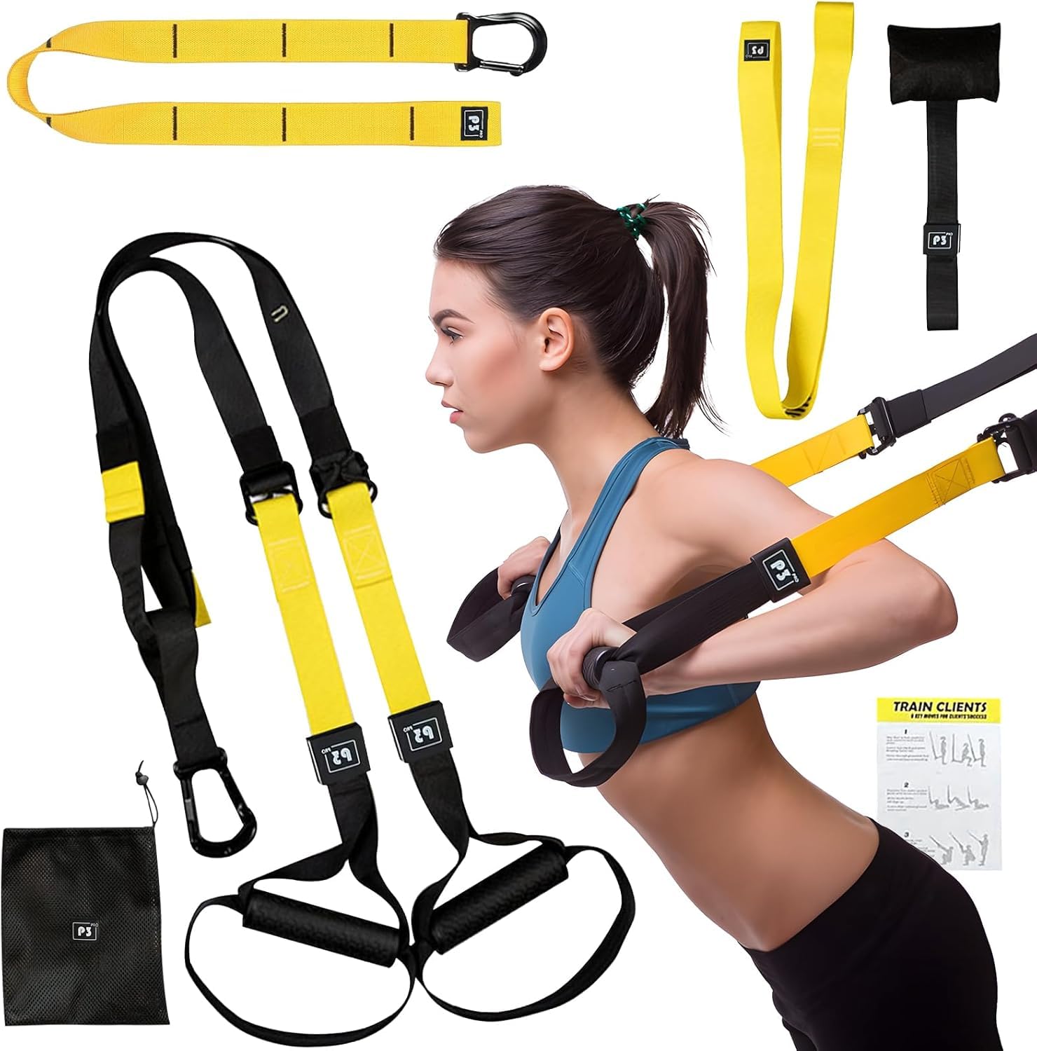 Suspension-Trainingsset, Widerstandstrainer für den ganzen Körper für alle Ebenen, für drinnen und draußen, verstellbare Trainingsgurte, unterstützt bis zu 500 kg