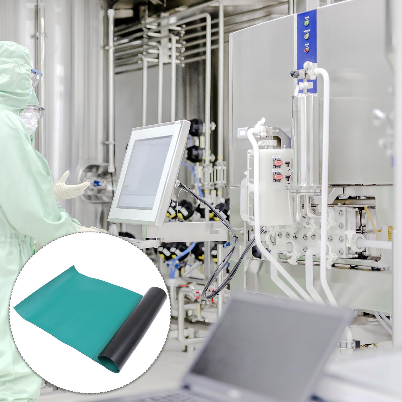 CRAFTHROU Tappeto Antistatico Resistente al Calore 1x0,5m Verde in Gomma Buona Flessibilità per Banco da Lavoro in Laboratorio e Industria
