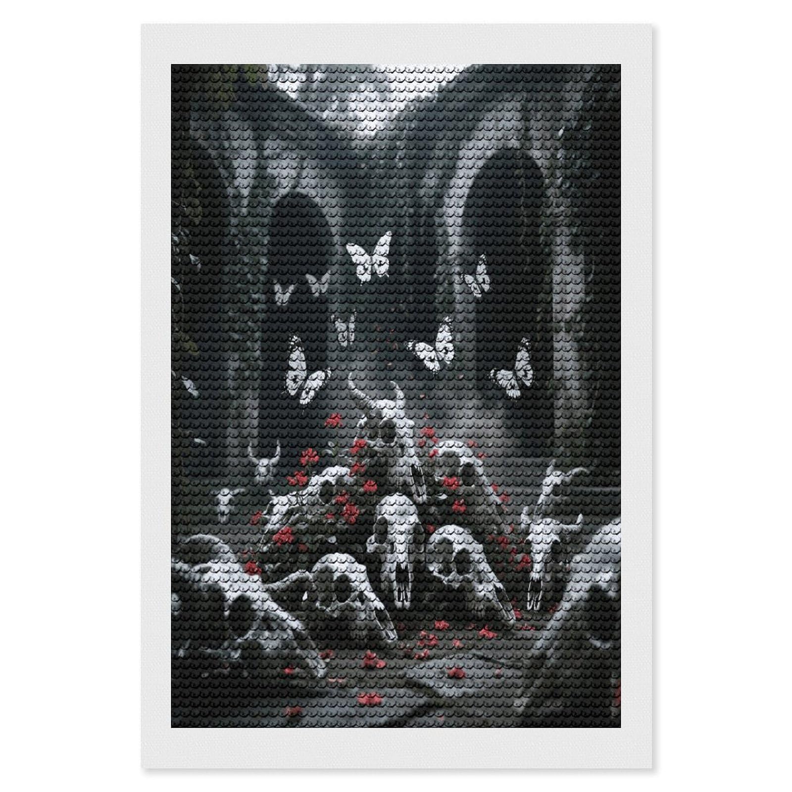 FekiLoot Skulls Butterfly Paint by Numbers Kit for Adults Beginner DIY Diamond Dots Paintings Round Full Drill Diamond Art Kits Picture Diamond Art Painting Kits for Home Decor 8"x12"