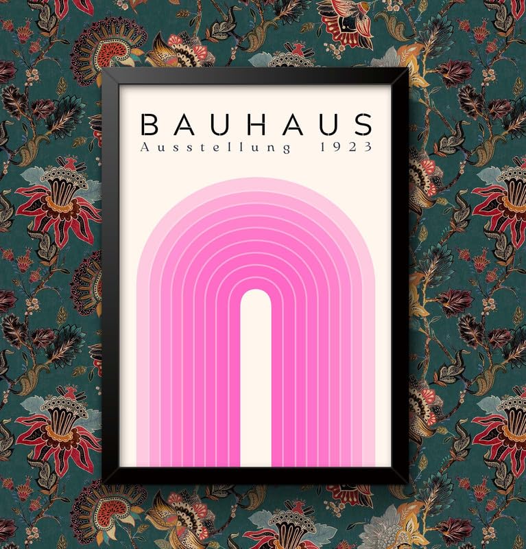 Bauhaus Style Print No. 13 Geometric Abstract Wall Art Poster Modern Minimalist Decor for Home, Office or Studio Framed or Unframed (A4 Framed - Black Frame)