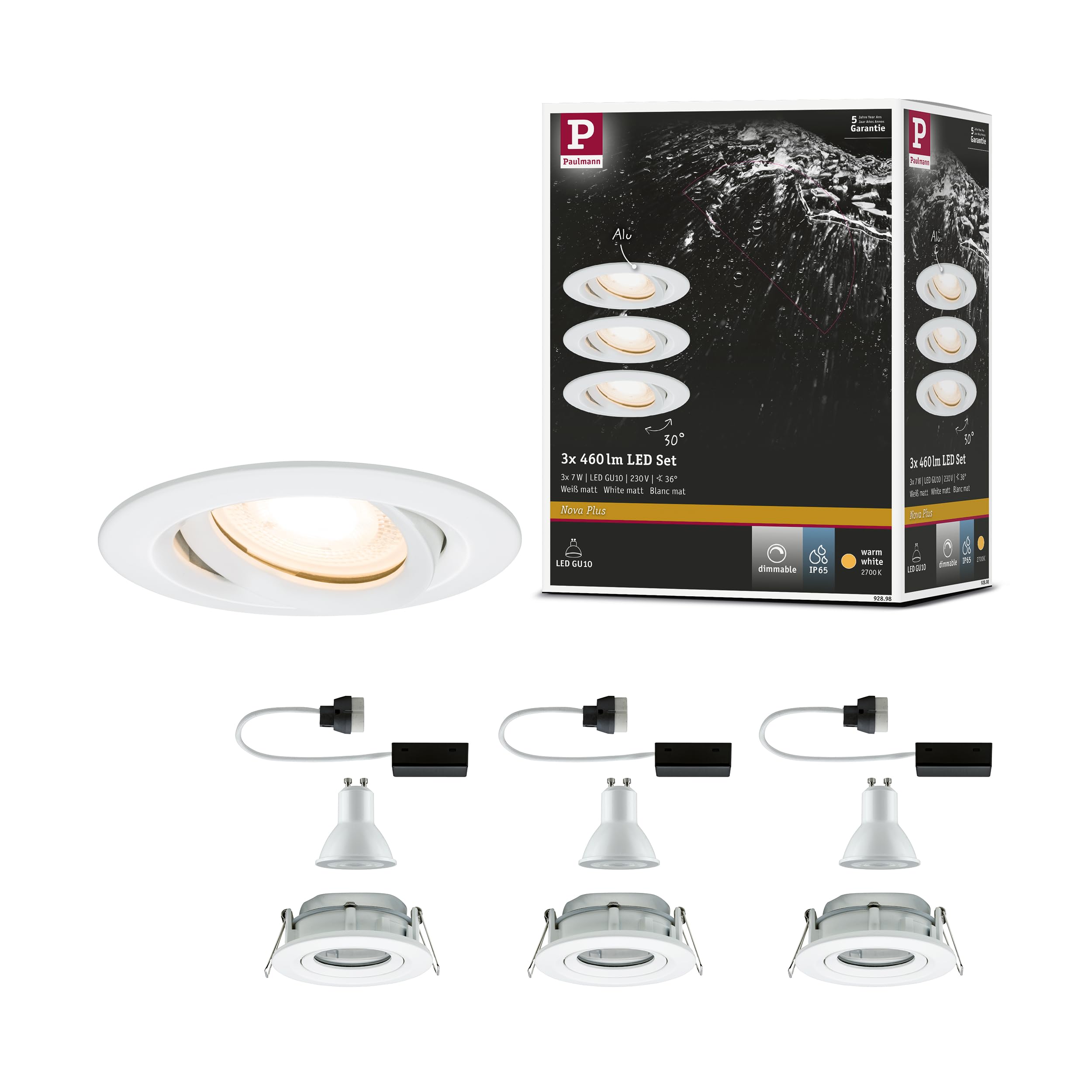 Paulmann Premium EBL Set Name IP65 schwenkbar LED 3x_W 230V GU10 51mm Weiß/Metall