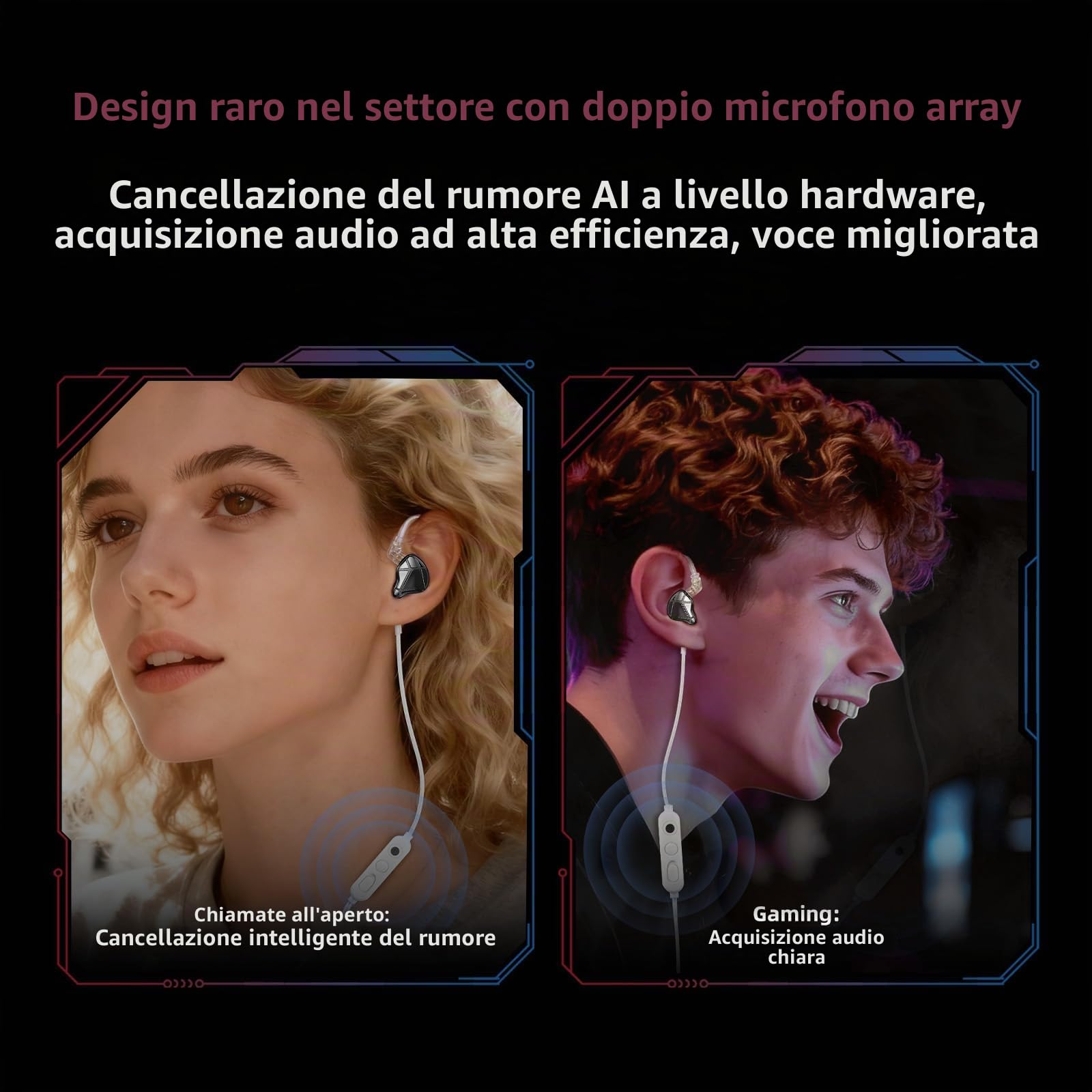 KZ AXAS Cuffie In Ear Gaming, In Ear Monitor per FPS Gamers, Auricolari HIFI con Microfono, adatte sia per il gaming che per la musica, 4 EQ Modes, Cuffie IEM con Cavo OFC Staccabile 2Pin