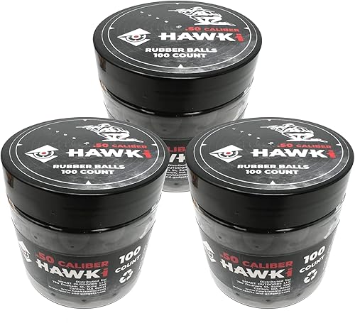 Miniatura 21 de Hawki - Pelotas de goma reutilizables de 0.50 o .43 cali, bolas de goma suave, menos letales para pistolas de paintball negro x 100