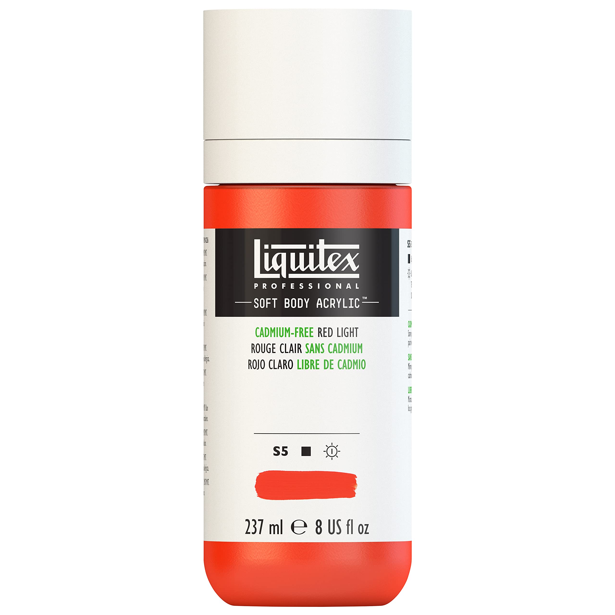 Liquitex 1923893 Professional Acrylfarbe Soft Body - Künstlerfarbe in cremiger deckender Konsistenz, hohe Pigmentierung, lichtecht & alterungsbeständig, 237ml Flasche - Kadmiumfrei Rot Hell