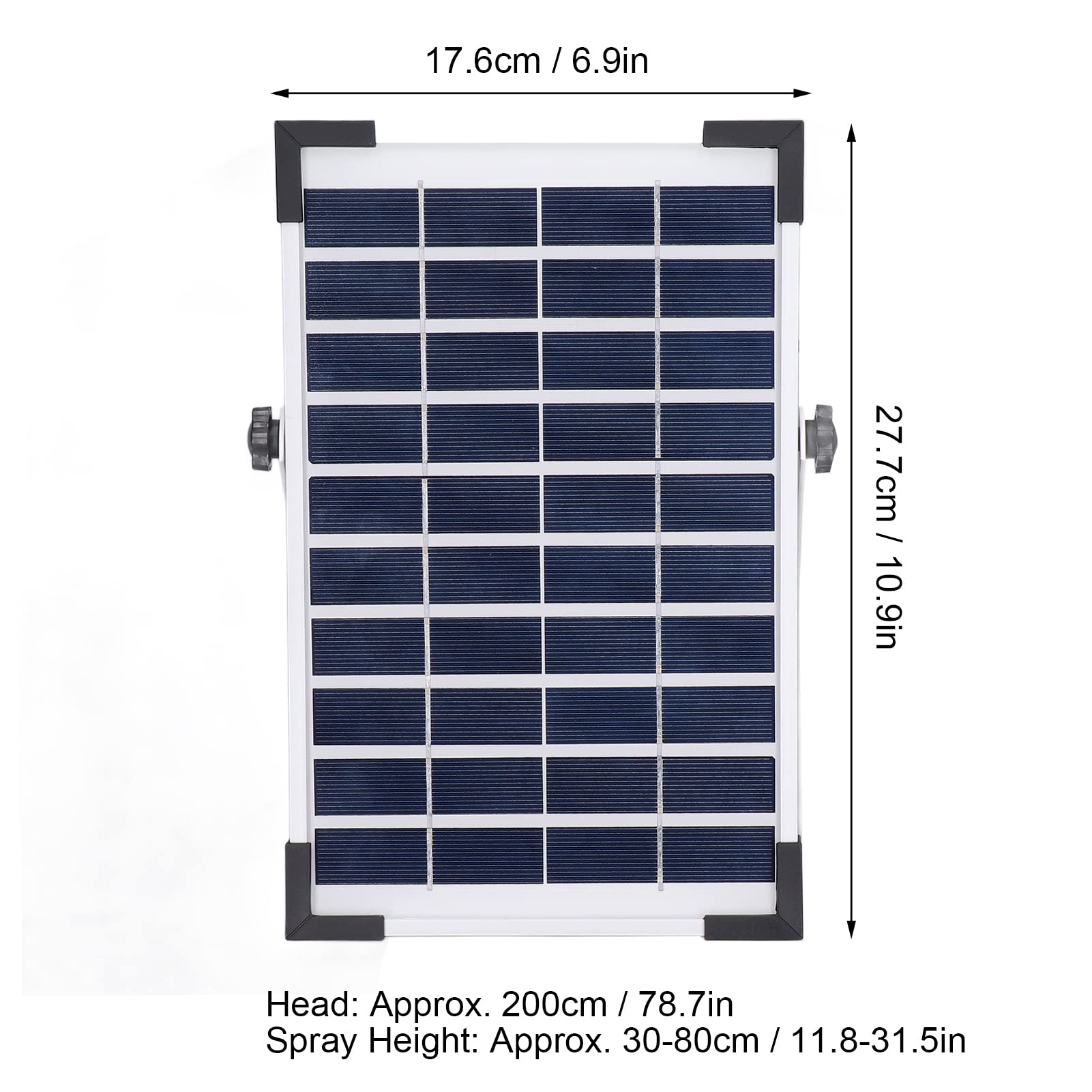 Cocoarm Fontana Solare Pompa per Fontana Solare in Silicio Monocristallino ABS 5W 10V con Testa da 200 Cm Flusso 190L H 4 Ugelli per Bagno per Uccelli Stagno Piscina Giardino Giochi d'Acqua