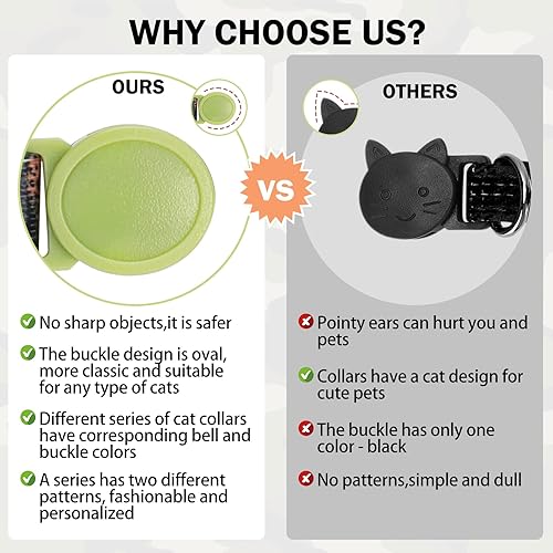 Miniatura 5 de DILLYBUD Breakaway - Collares de gato para niñas y niños, collar de gato personalizado con varios patrones, paquete de 2, bonitas hebillas y