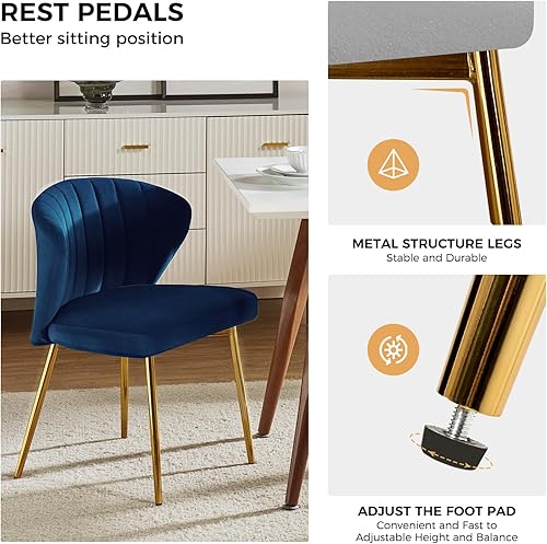 Miniatura 92 de TINA'S HOME Sillas modernas para sala de estar, comedor, pequeña silla decorativa de terciopelo con patas de metal dorado, bonita silla lateral