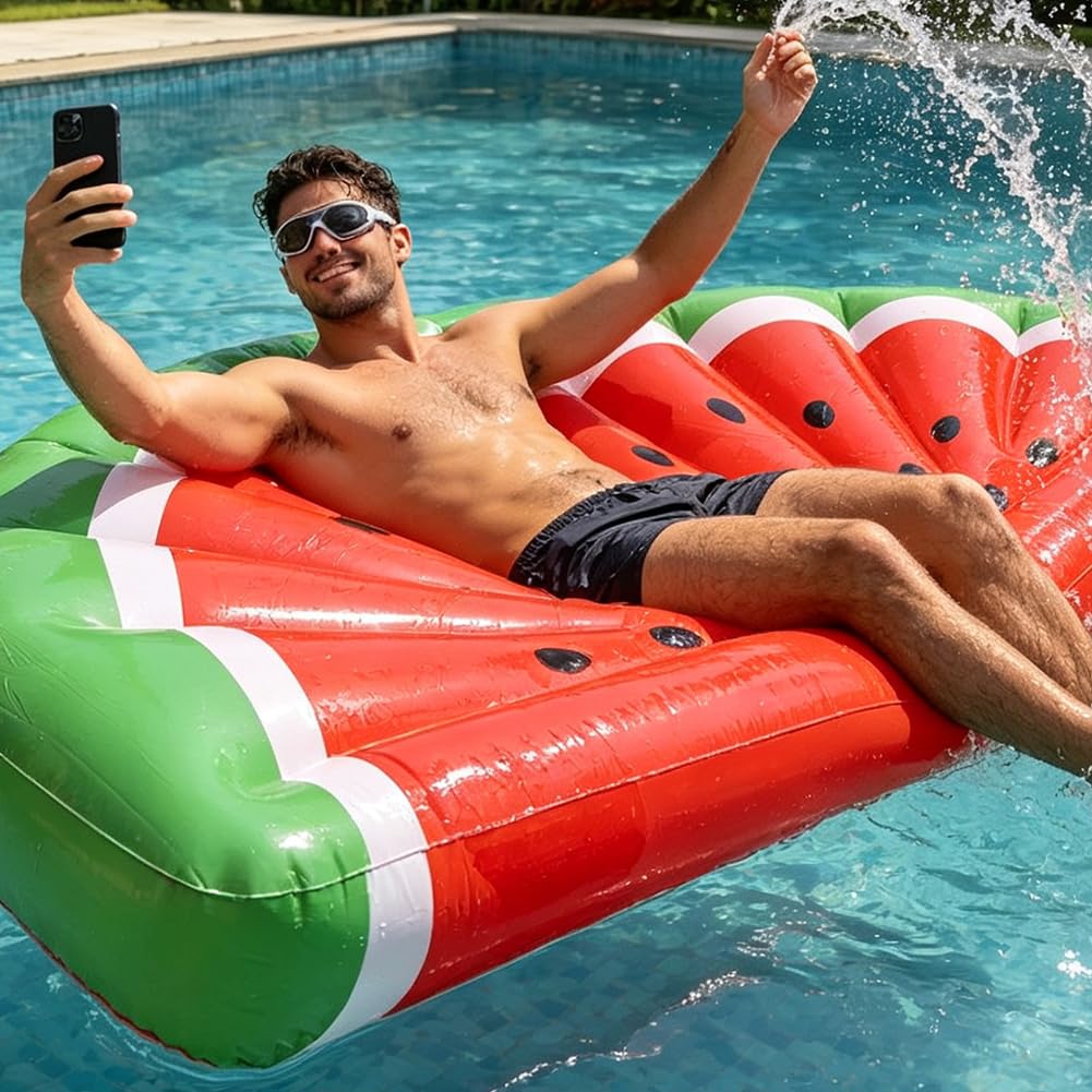 Bouées gonflables pastèque pour Piscine, Grands Jouets de Plage, Matelas Gonflable pour lac, Chaise Longue Gonflable, Amusement Aquatique Estival pour la Plage et la Piscine