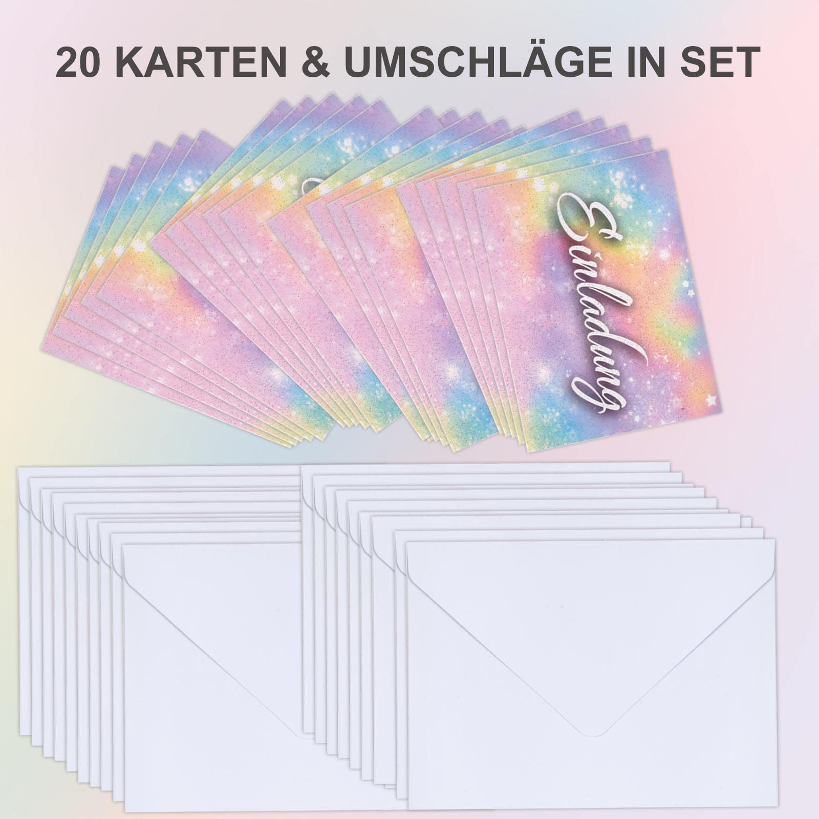 12 Biglietti Di Invito Arcobaleno VULAVA Per Compleanno Bambini + Buste - DIN A6, Carta Riciclabile, Fatti In Germania - 3