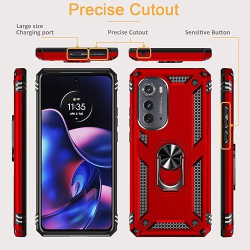 Miniatura 7 de Funda para Motorola Edge 2022 con 2 protectores de pantalla de vidrio templado, grado militar 16 pies, cubierta protectora probada contra caídas