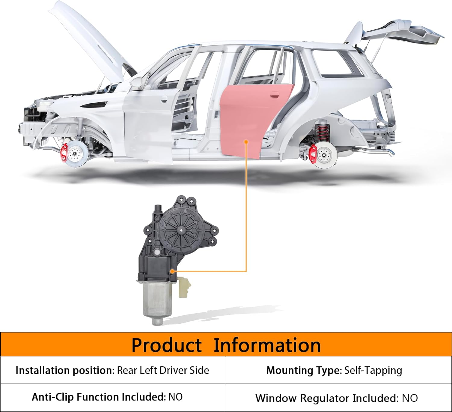 2 pins Power Window Motor Compatible with Jeep Patriot Compass Sport Utility 2007-2017/Dodge Caliber Hatchback 2007-2012 Rear Left Driver Side，Replace for 5179963AA 68002891AA 742-172 82-40001