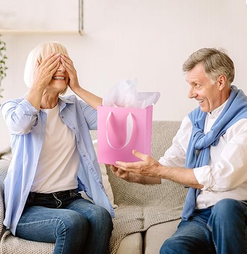 Miniatura 4 de Nihuecne Paquete de 8 bolsas de regalo coloridas de varios tamaños con papel de seda para cumpleaños, baby showers, Pascua y más (3 pequeñas de 6