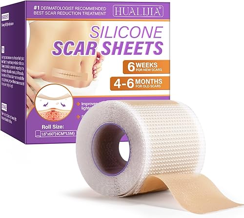Hojas de silicona para cicatrices, cinta de silicona para cicatrices (1.6 x 60 pulgadas), cinta de cicatriz de grado médico para cicatrices