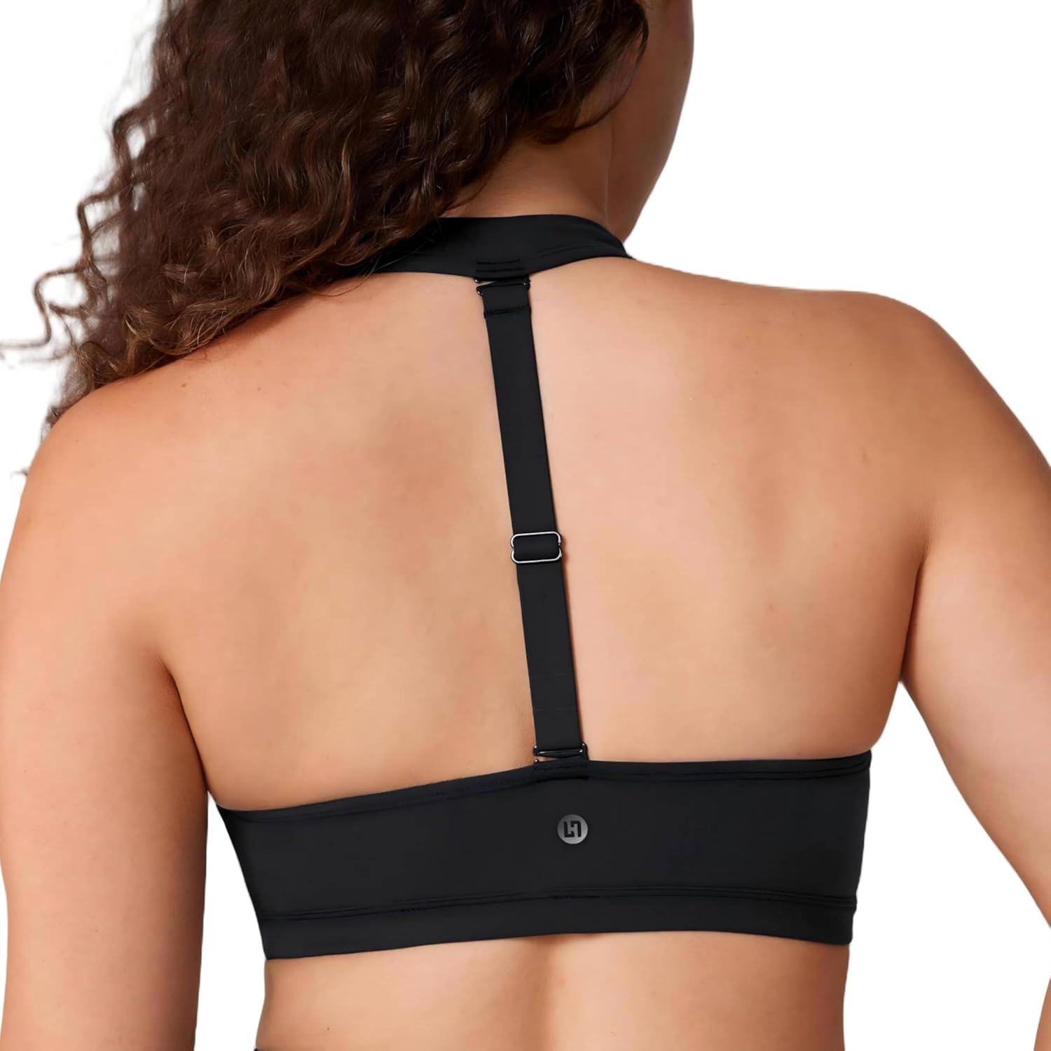 Hugcurve Detachable Halter Sports Bras Racerback for Women Padded Square Neck Open Back Yoga Workout Top