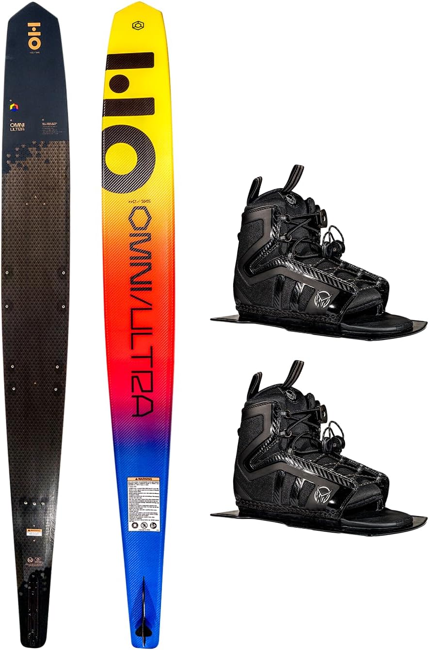 HO Sports Wide Omni Ultra Black Waterski, 69" w/ Dbl Stance 130, Size 10-15