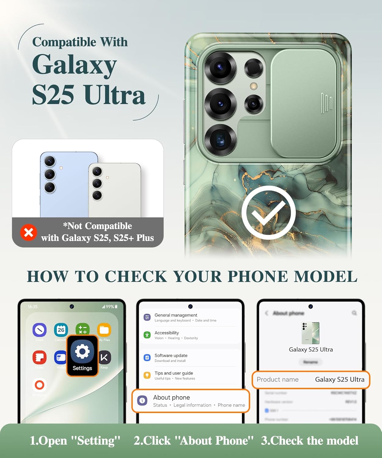 GVIEWIN Bundle - Compatible with Samsung Galaxy S25 Ultra Case (Desert Dream/Green)+ Cell Phone Ring Holder (Desert Dream/Green)(2 Items Bundle)