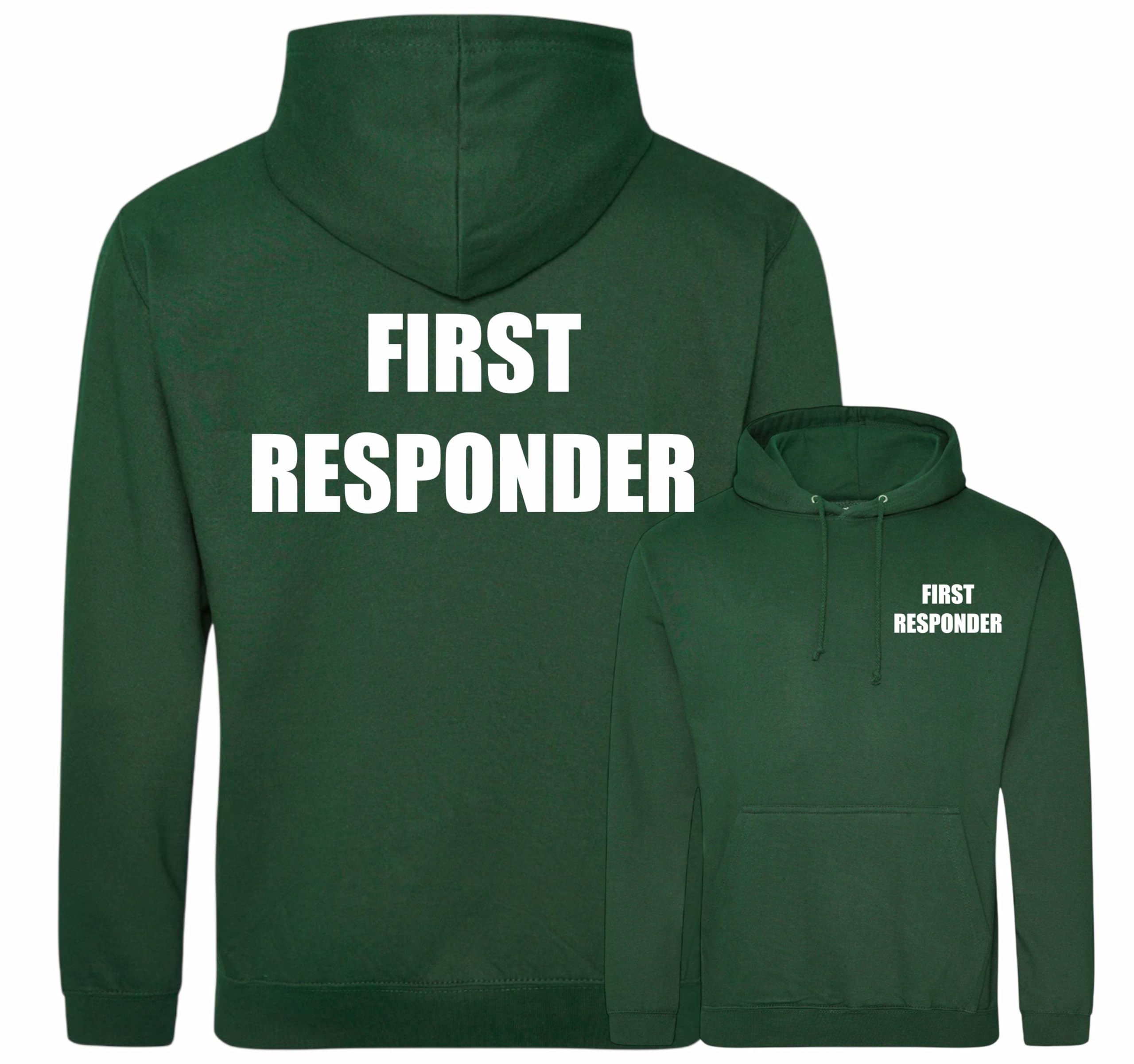 Brook Hi Vis Uk Unisex Green First Responder Printed Hoodie, Medical Clothing Small