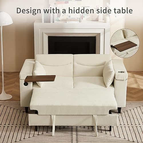 Miniatura 114 de sofá cama de terciopelo de 58 pulgadas, convertible 3 en 1 con bolsa de almacenamiento y respaldo ajustable, perfecto para espacios pequeños, sala 7