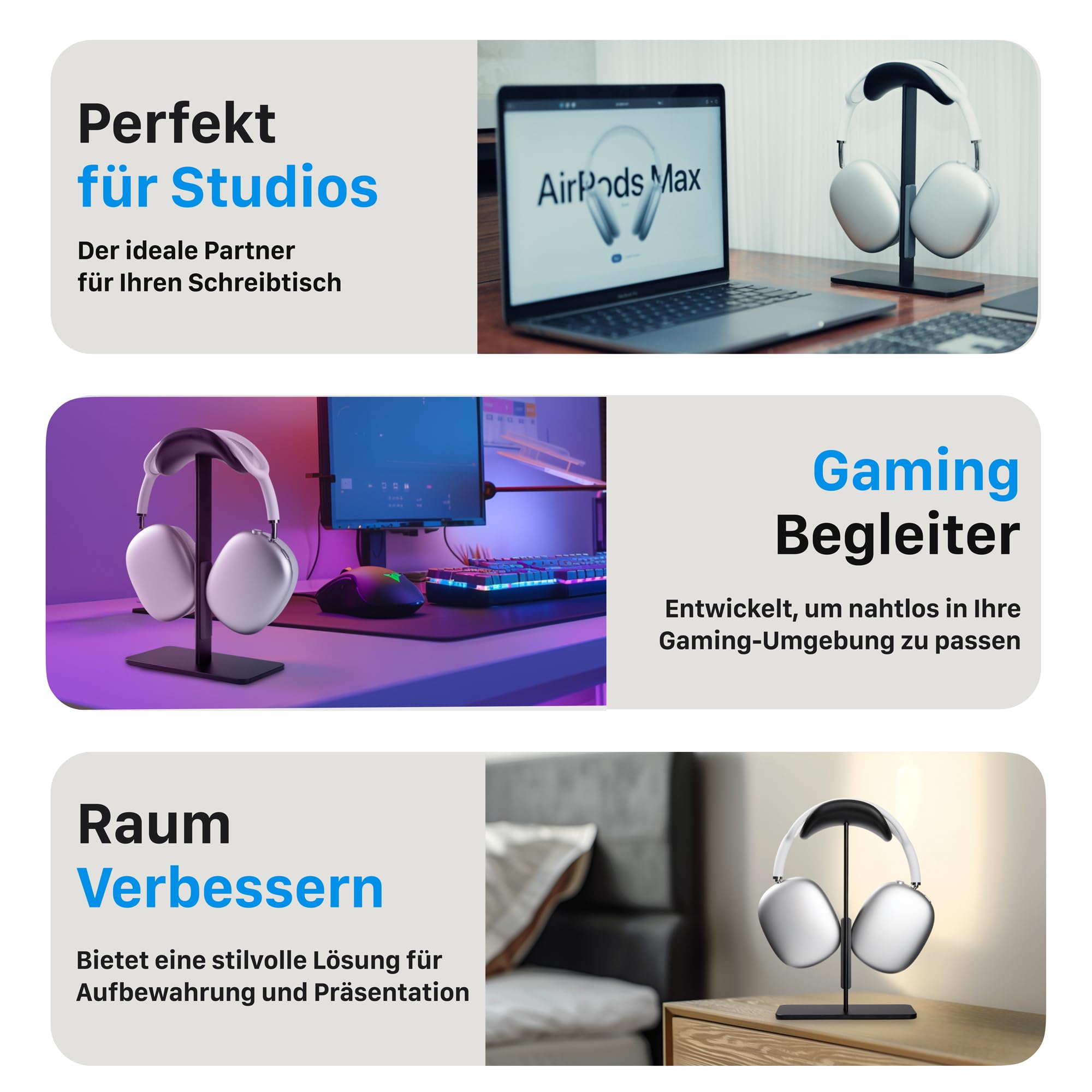 AirPods Max Ständer Aluminium Kopfhörerhalterung Schlafmodus rutschfest kratzschutz Schwarz