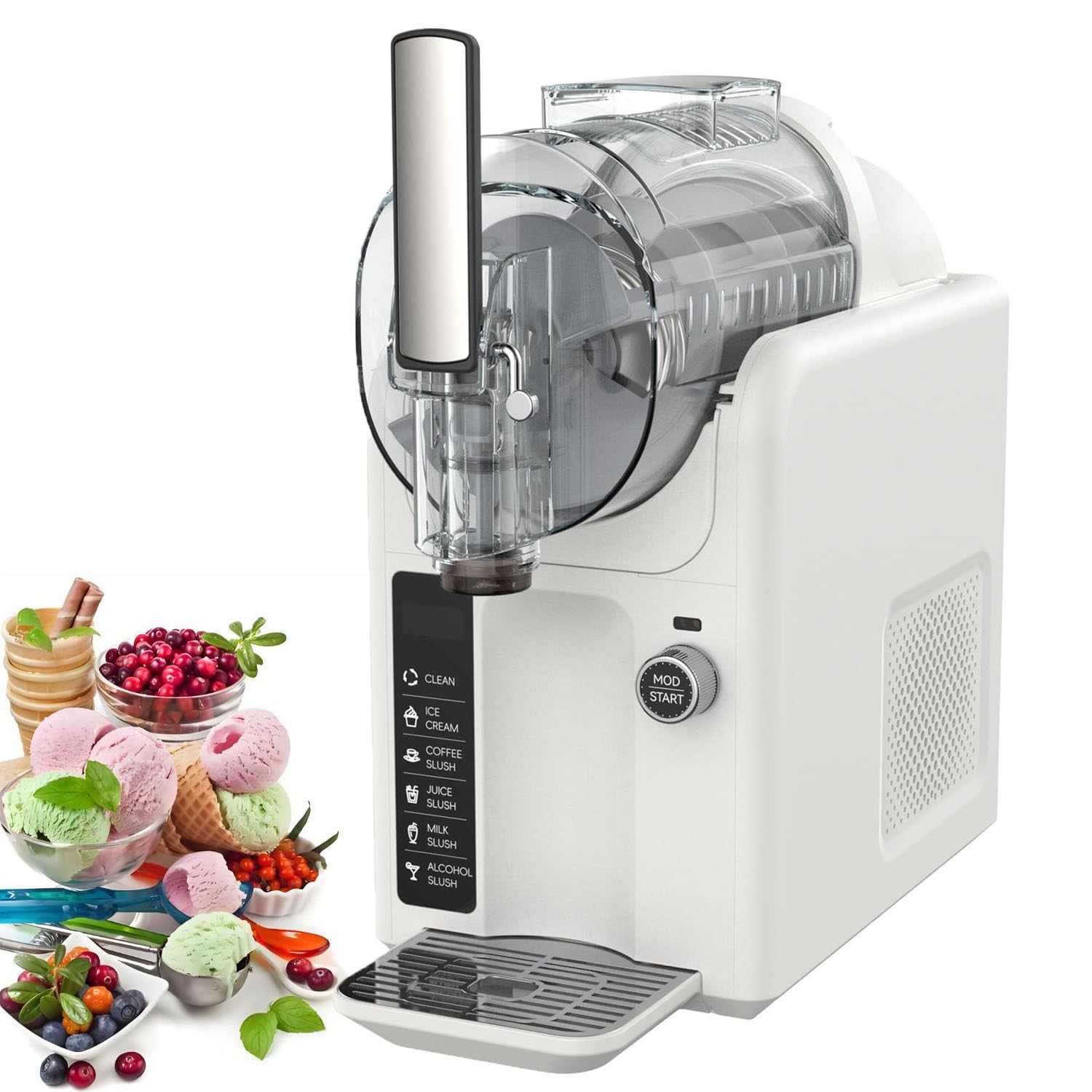 GTANND Ice Cream Maker,Slushie Machine, Frozens Drink Machine,No Ice Needed Ice Making In Approximately 15-25 Minutes，For Slushy, Frozens Drink, Milkshake, Margaritas White