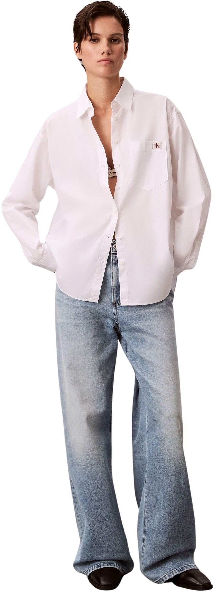 Calvin Klein Cotton Poplin Relaxed Shirt Wove Lv047f147g Altre Camicie Donna