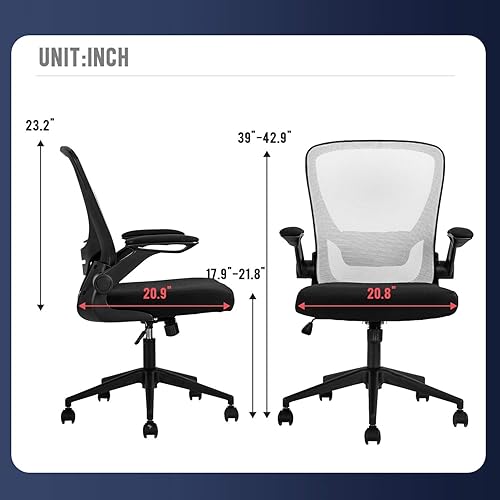 Miniatura 7 de Silla de oficina en casa, silla de escritorio ergonómica, silla de computadora de malla, sillas cómodas con respaldo medio con soporte lumbar y