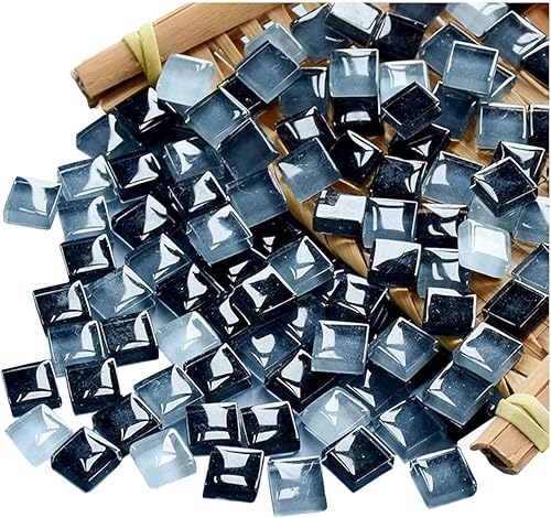 Vista 22 de Azulejos de mosaico de cristal blanco cuadrados para suministros de manualidades, marcos de fotos hechos a mano, joyería hecha a mano, decoración