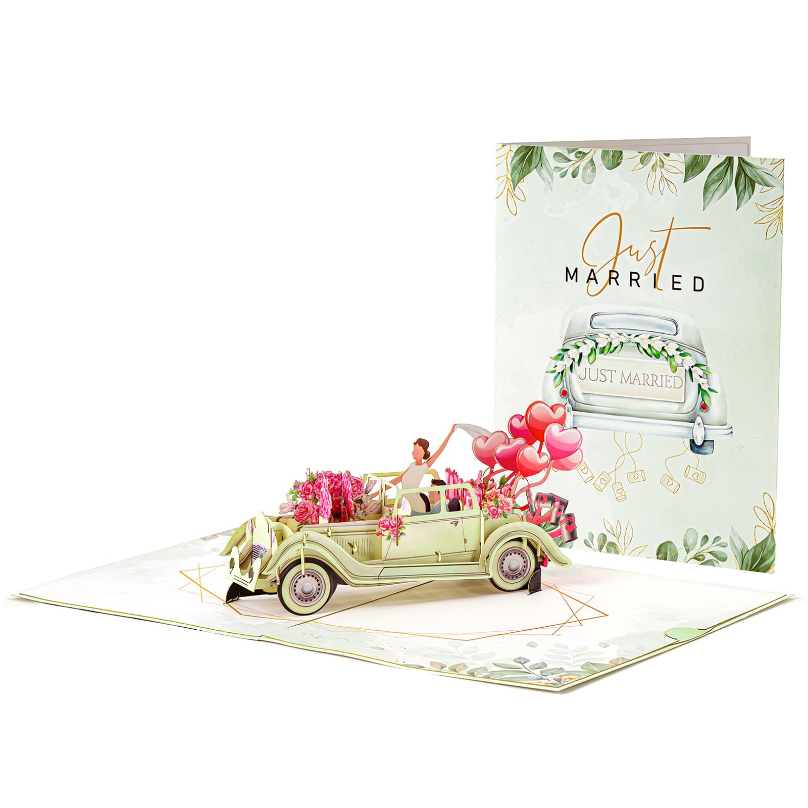 3D Pop Up Wedding Card, Just Married Pop Up Anniversary Cards