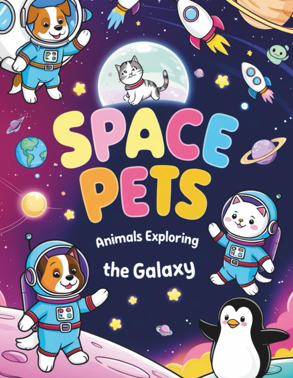 Space Pets: Animals Exploring the Galaxy”: “48 Fun and Cute Coloring Pages of Astronaut Animals and Cosmic Adventures”