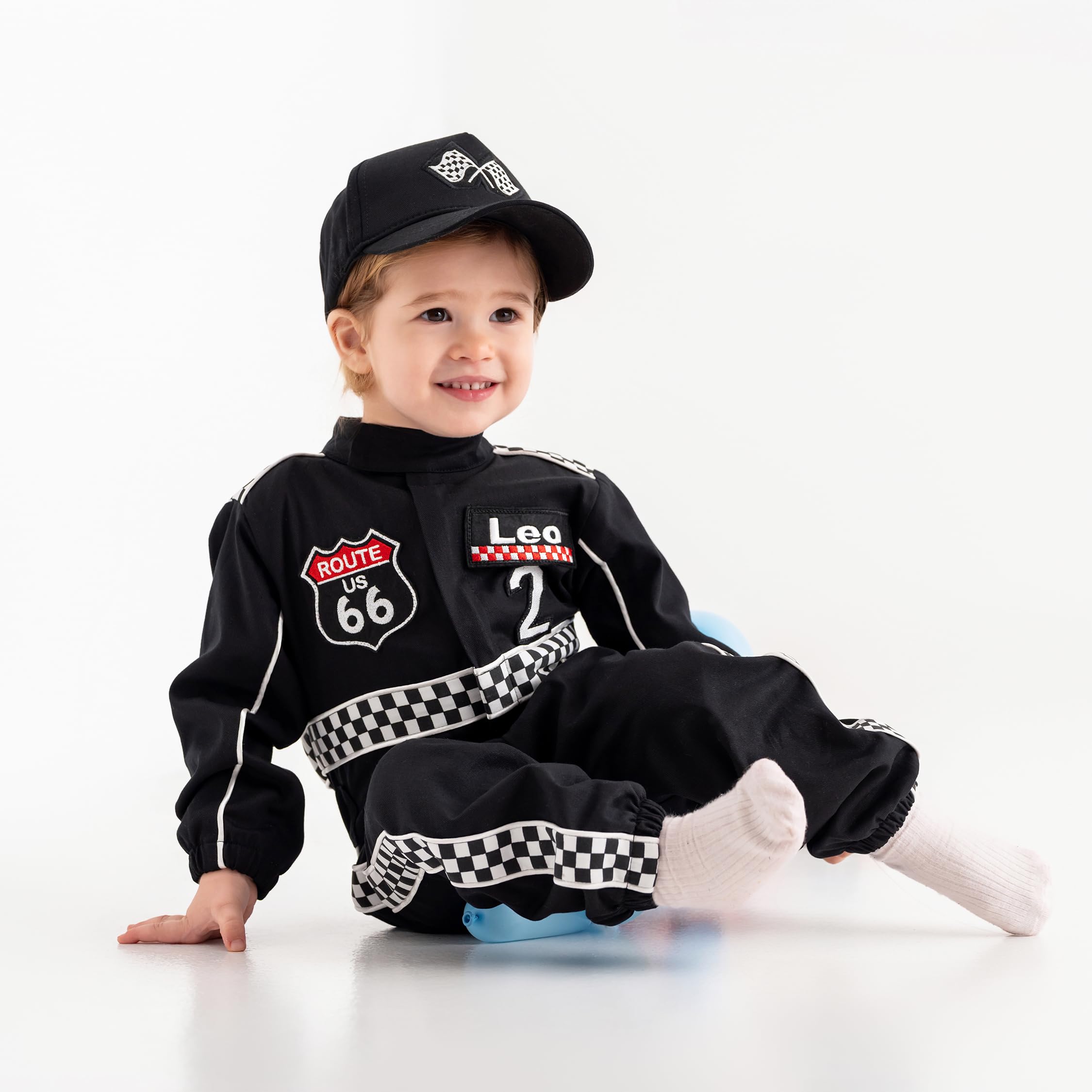 Costumes Club Personalized Handmade Race Car Driver Costume for Toddlers (2T, Black), 2 Years - Image 5