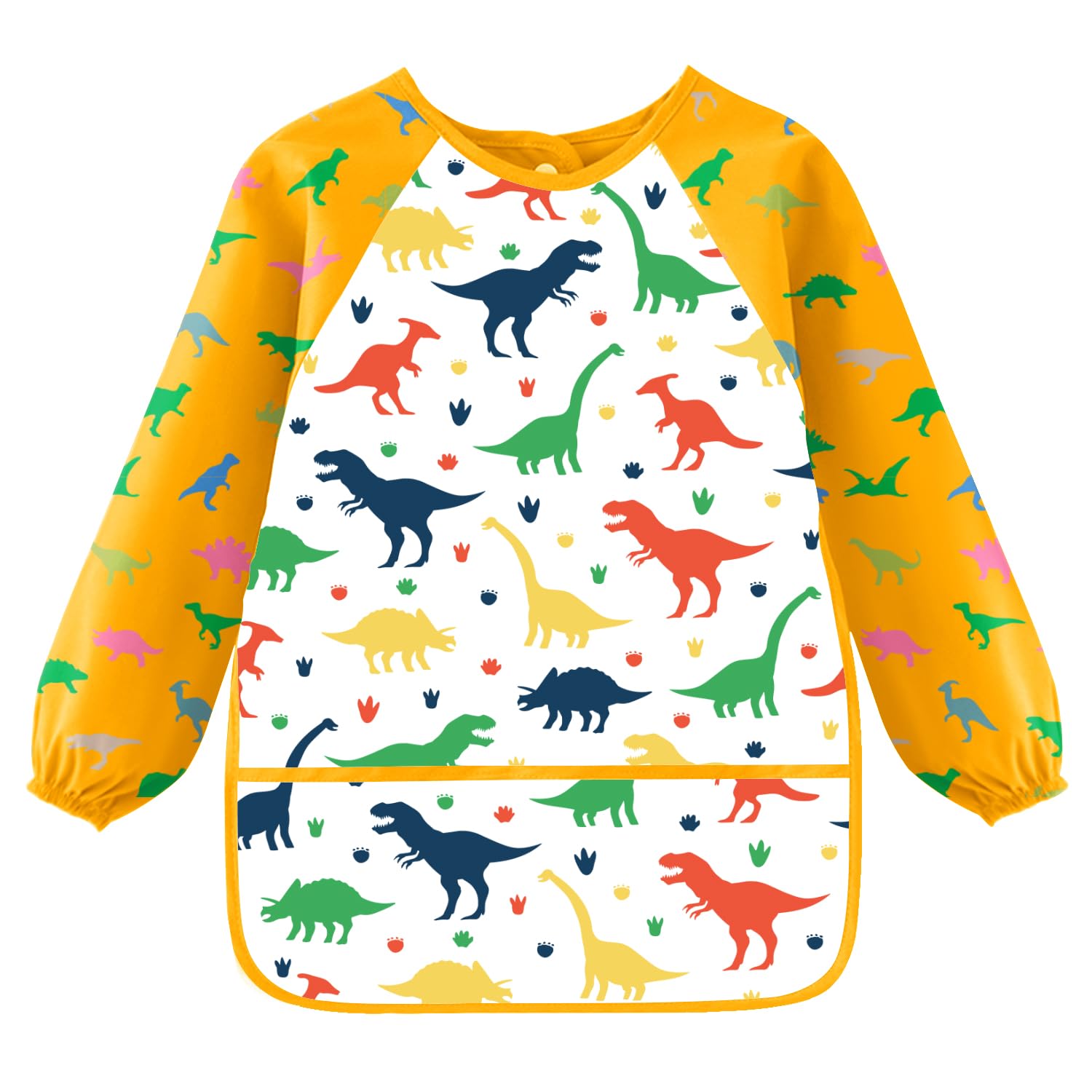 FEMONGY tablier peinture enfant Étanche blouse peinture enfant avec manches et poches pour peindre, cuisiner, manger, activité de laboratoire ( dinosaures