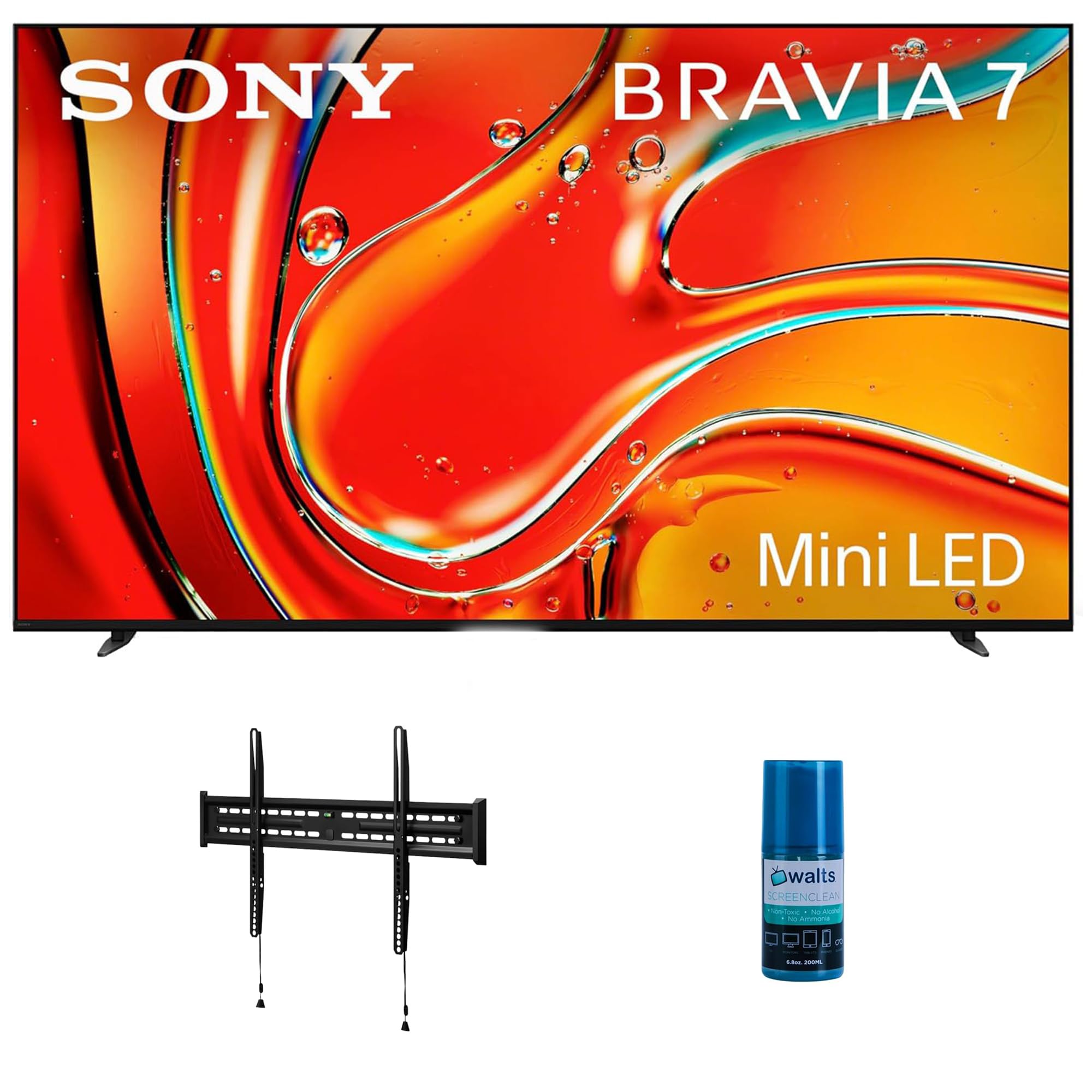 Sony K85XR70 85 Inch 4K Bravia LCD Mini LED Full Array HDR Google TV with a Walts TV FIXED-MOUNT-43-90 TV Mount for 43"-90" Compatible TVs and Walts HDTV Screen Cleaner Kit (2024)