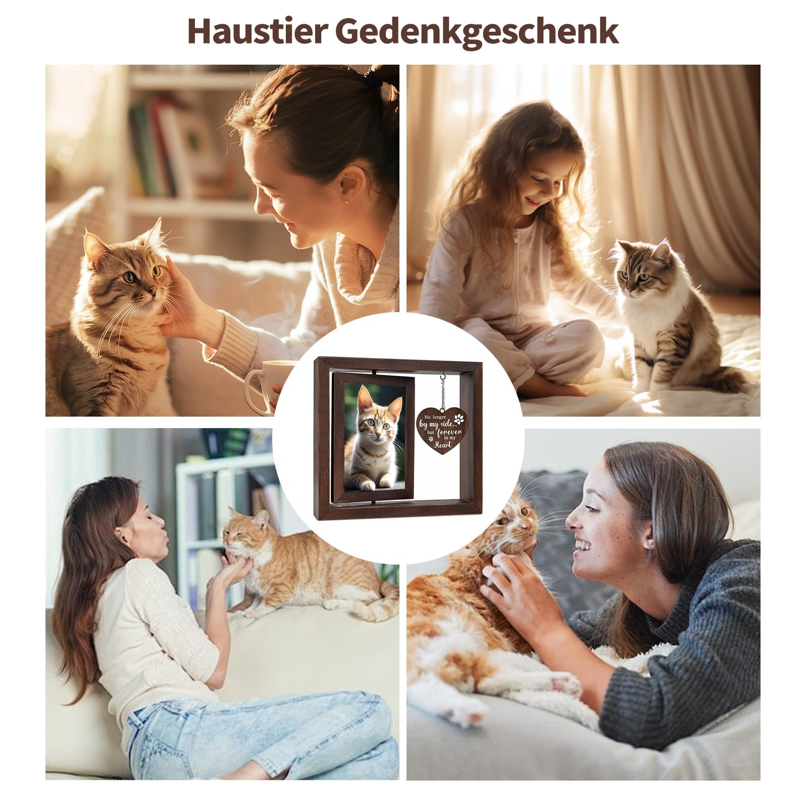 Erinnerung Hund Katze Bilderrahmen, Holz Bilderrahmen mit Gedenkbedeutung ,Geschenk für Hundebesitzer Katzenbesitzer,Gedenkrahmen für Verlust von Haustier, Verlust Sympathie Geschenk,Tischdekoration