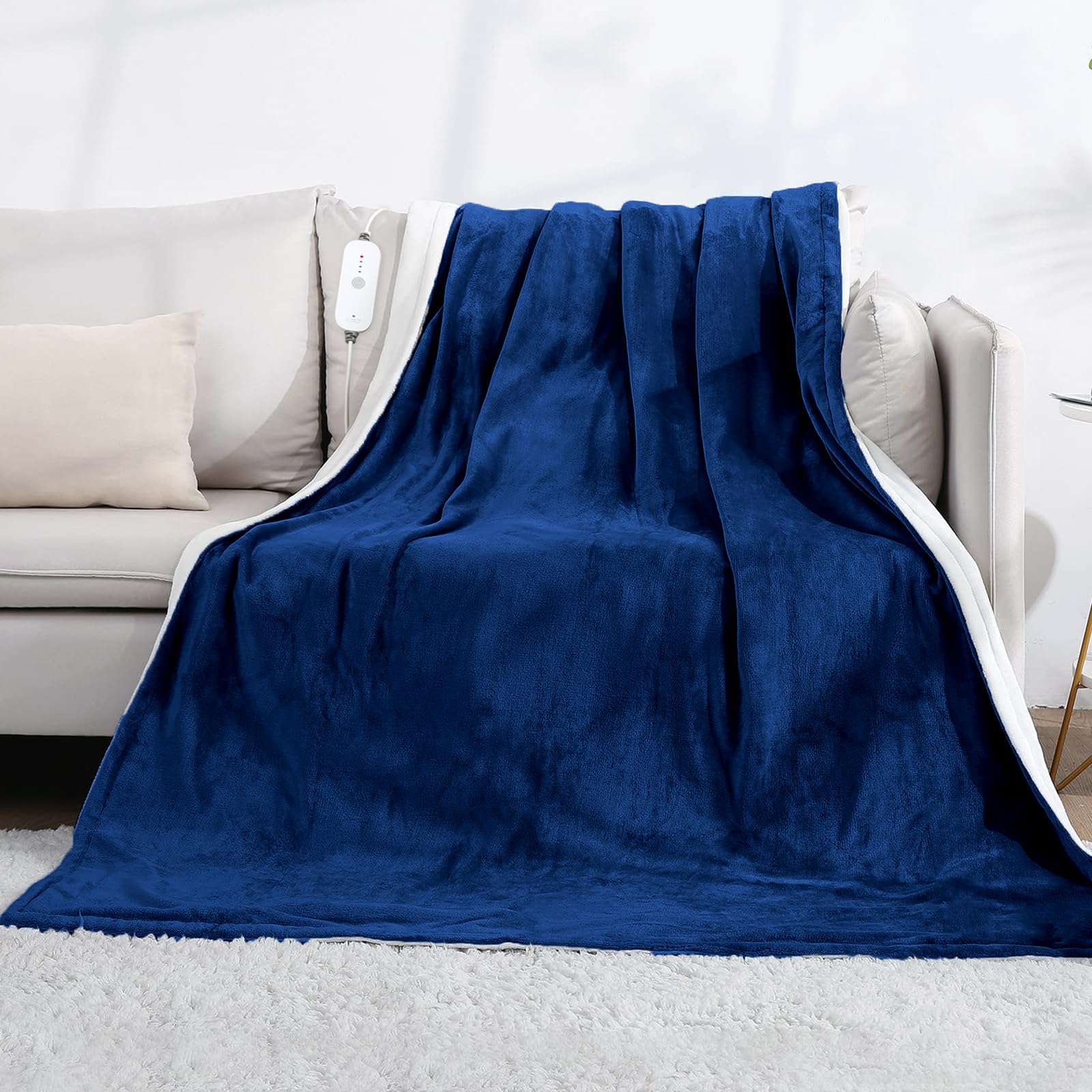 CURECURE Heated Throw Blanket Throw 130 x 180 cm Flannel Blanket, Soft Flannel Warm with 1...