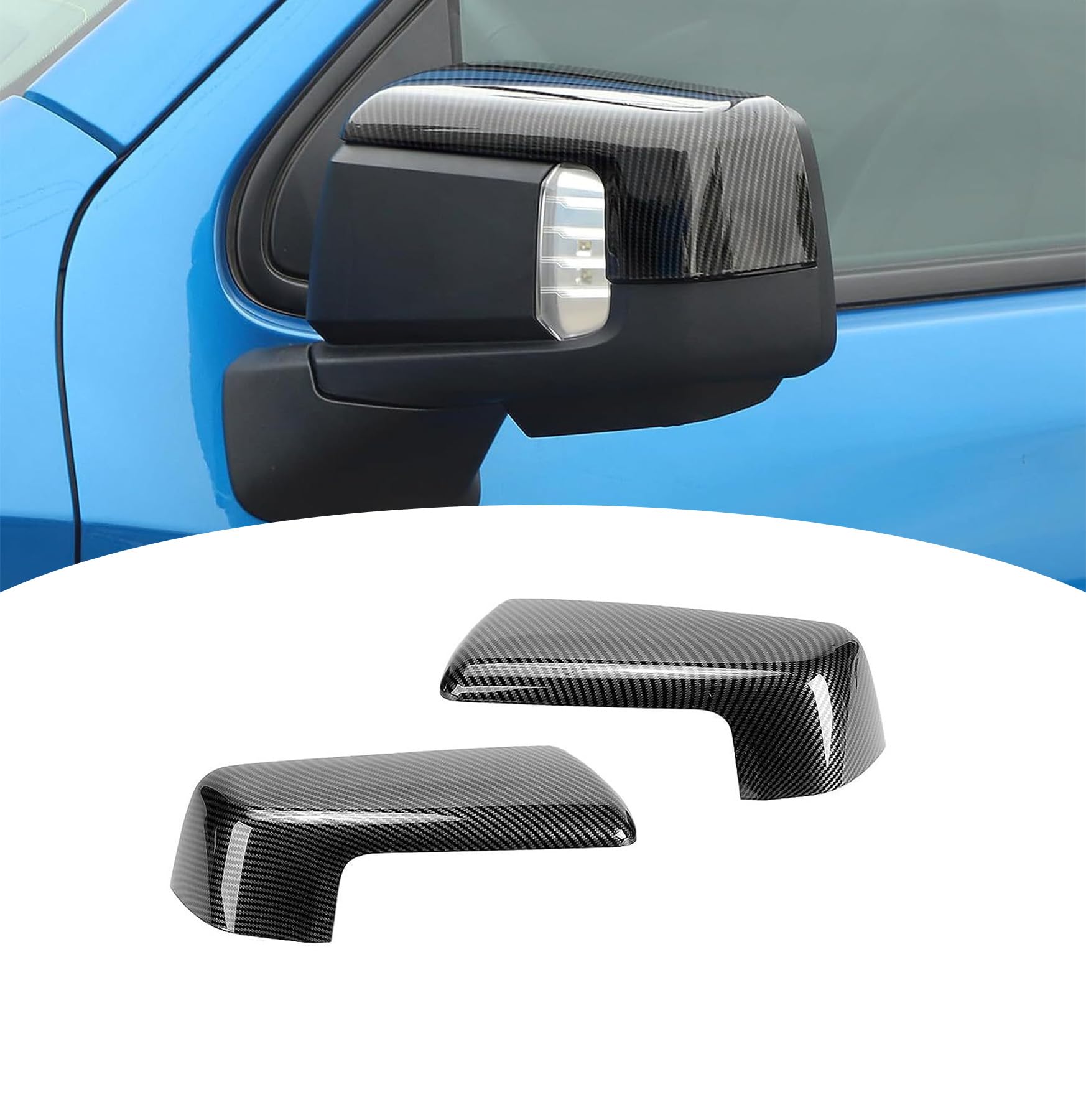 LAUBDGIE Mirror Cover Cap Trim Compatible with 2019-2024 Chevy Silverado 1500, GMC Sierra 1500 Carbon Fiber