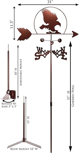 Miniatura 3 de SWEN Products Veleta Eagle Bald Hawk Bird (montaje ajustable incluido)