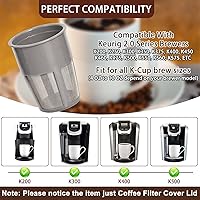 Vista 6 de Podoy K400 Reusable Coffee Filter Inner Compatible with Keurigg My K Cup 2.0 K250 K300/350/375 /450/475 Grey Universal Reusable Filter with Coffee