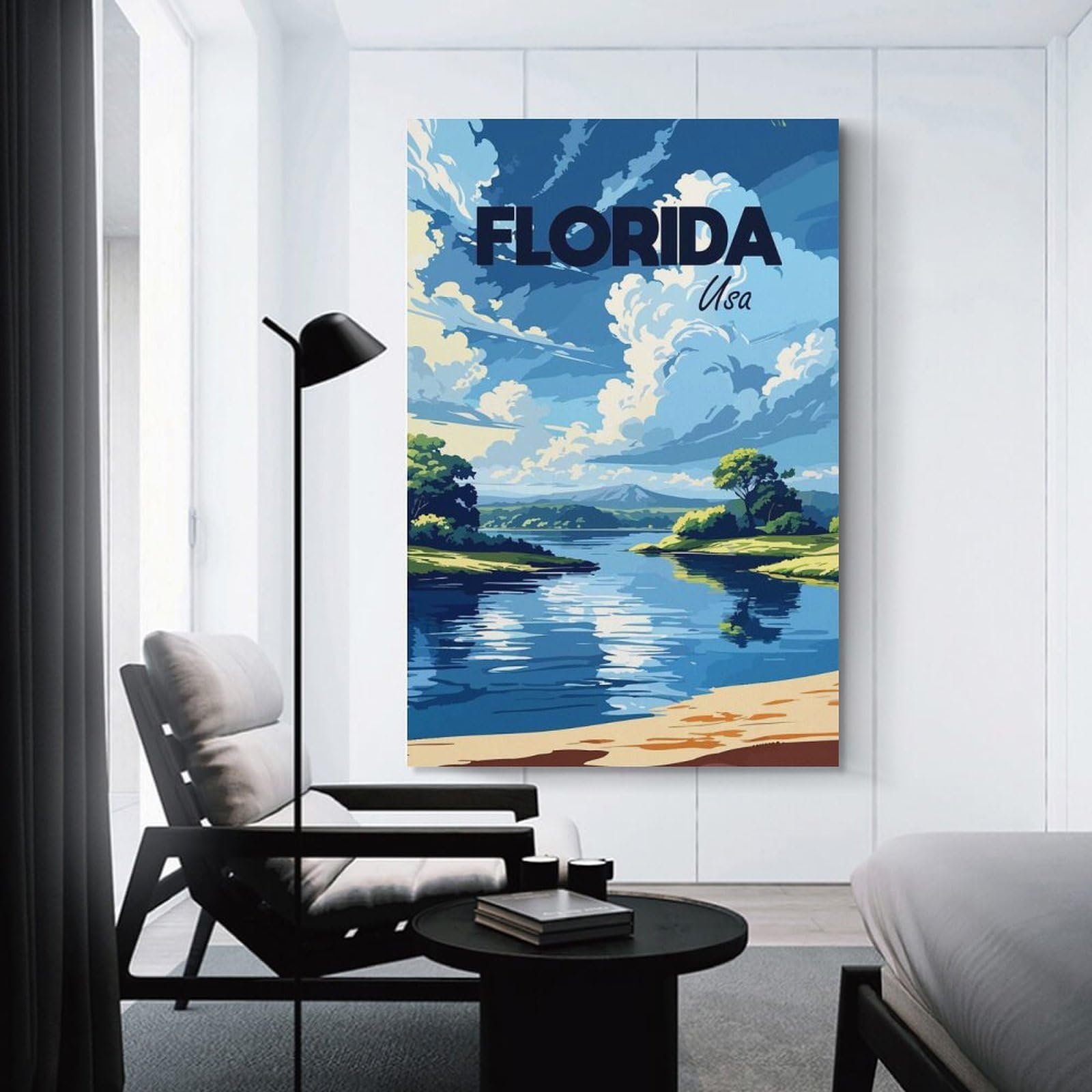Junmoney Decorative Wall Artwork Florida USA Landscape, 08x12inch(20x30cm), for Calm Bedrooms, Home Corners Or Flats, An Easy Wall Refresh for Bedrooms