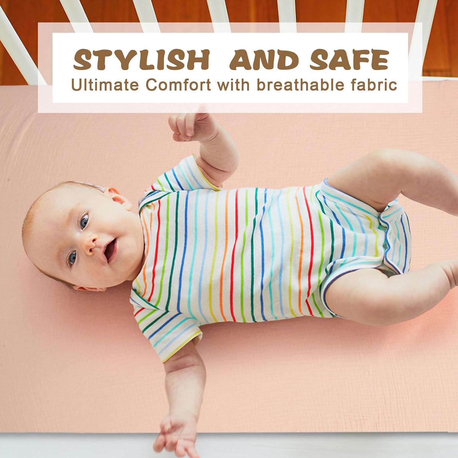 Newwiee 3 Pcs Muslin Crib Sheets for Girls and Boys 24'' x 38'' Cotton Soft Fitted Baby Bed Sheets for Crib Mattress(Cute)