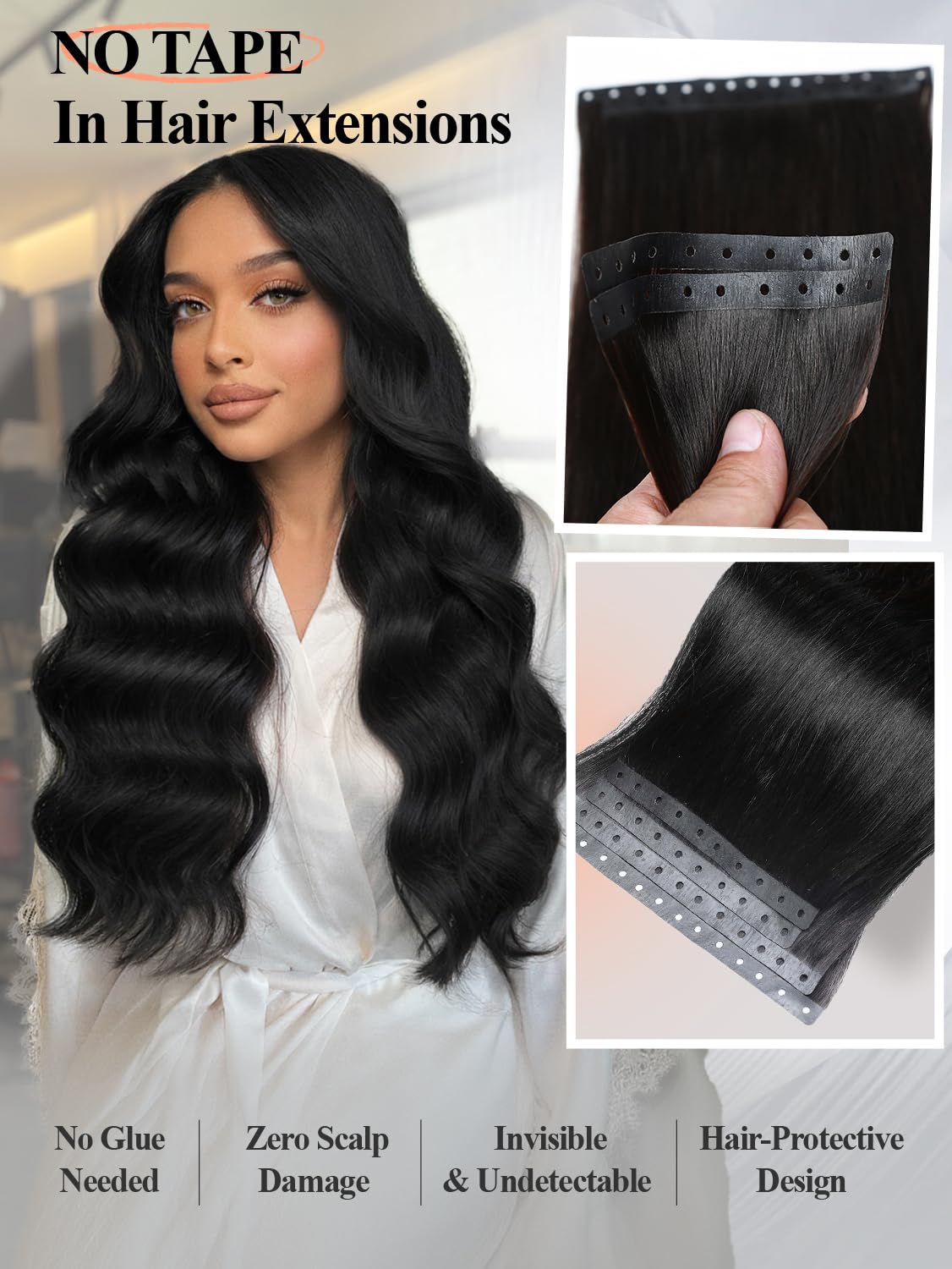 Amazon.com : Remy Human Hair Extension Micro Ring PU Hair  display picture 1