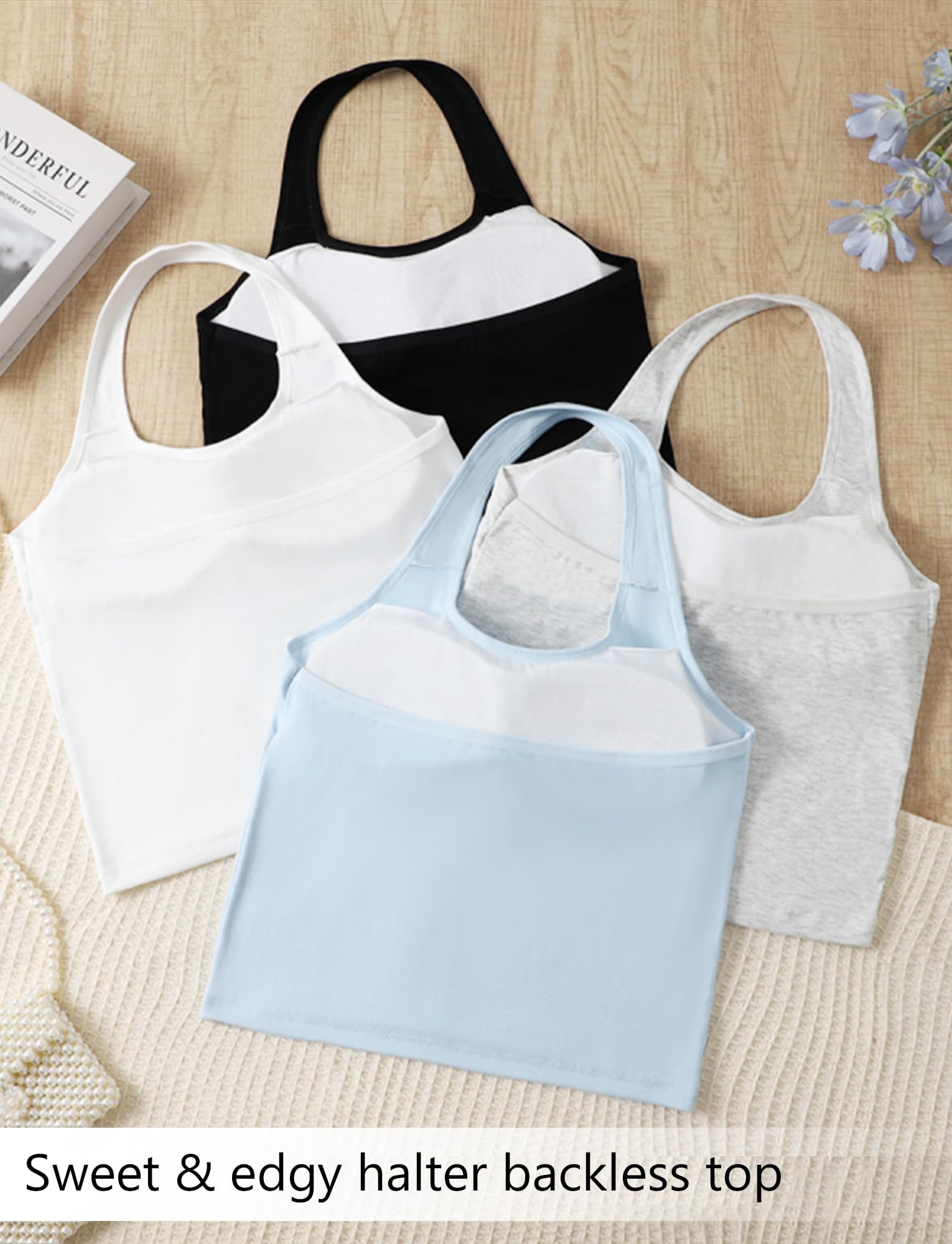 Happy Cherry Lot de 3 Débardeurs pour Fille Mode Camisoles pour Enfant 8-14 Ans Top sans Manches Couleur Unie 8-14 Ans
