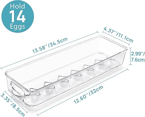 Vista 7 de Vtopmart Contenedores para huevos para refrigerador, bandejas apilables transparentes para 14 huevos, contenedores de almacenamiento de plástico