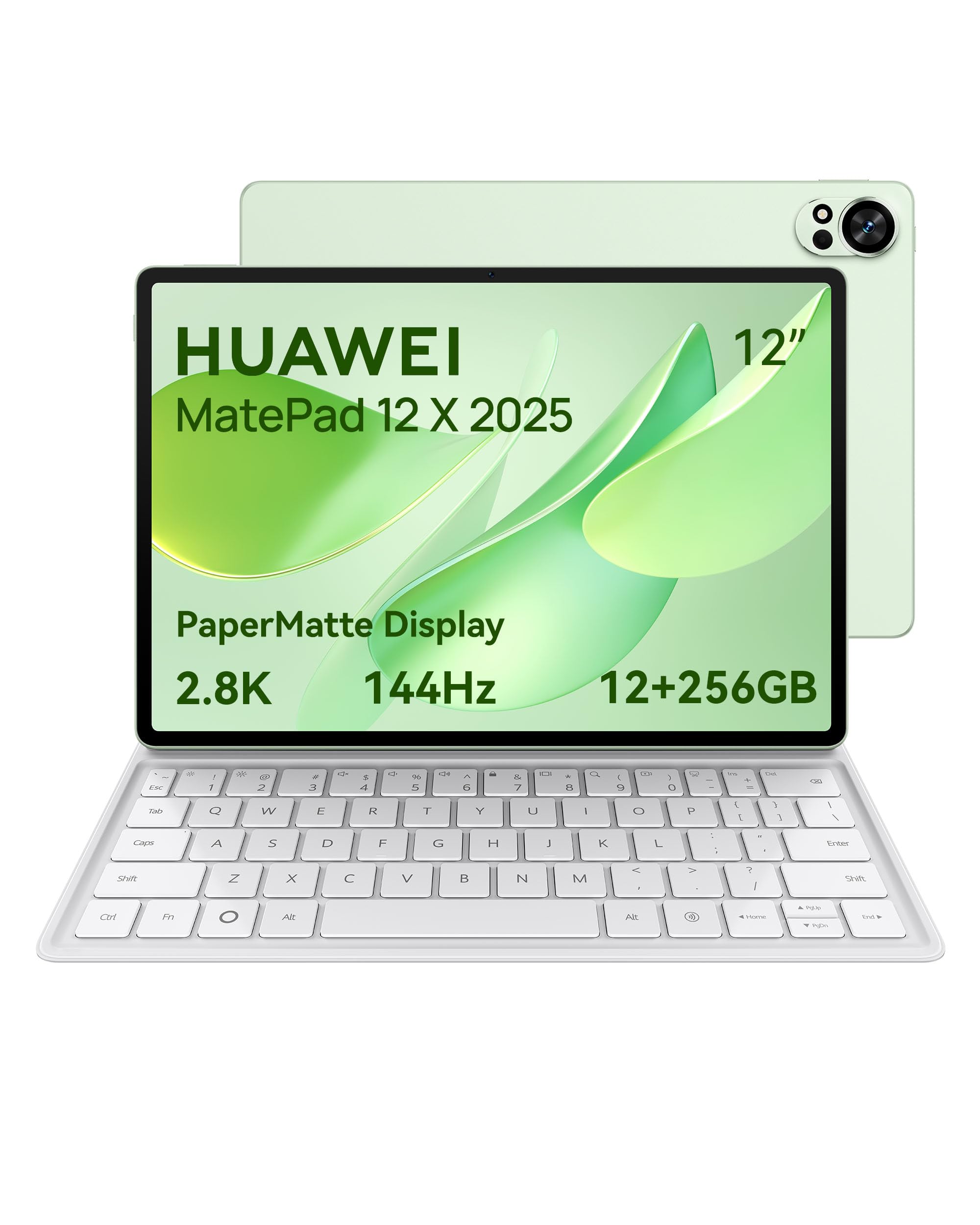 HUAWEI MatePad 12 X 2025 Tablet, 2,8K und 144 Hz, 1000 Nits, Ultraklares PaperMatte Display, 12 + 256 GB, 10.100 mAh-Akku, 66 W Supercharge, WLAN 7, Notes, mit UItra-Light-Tastatur, Grün