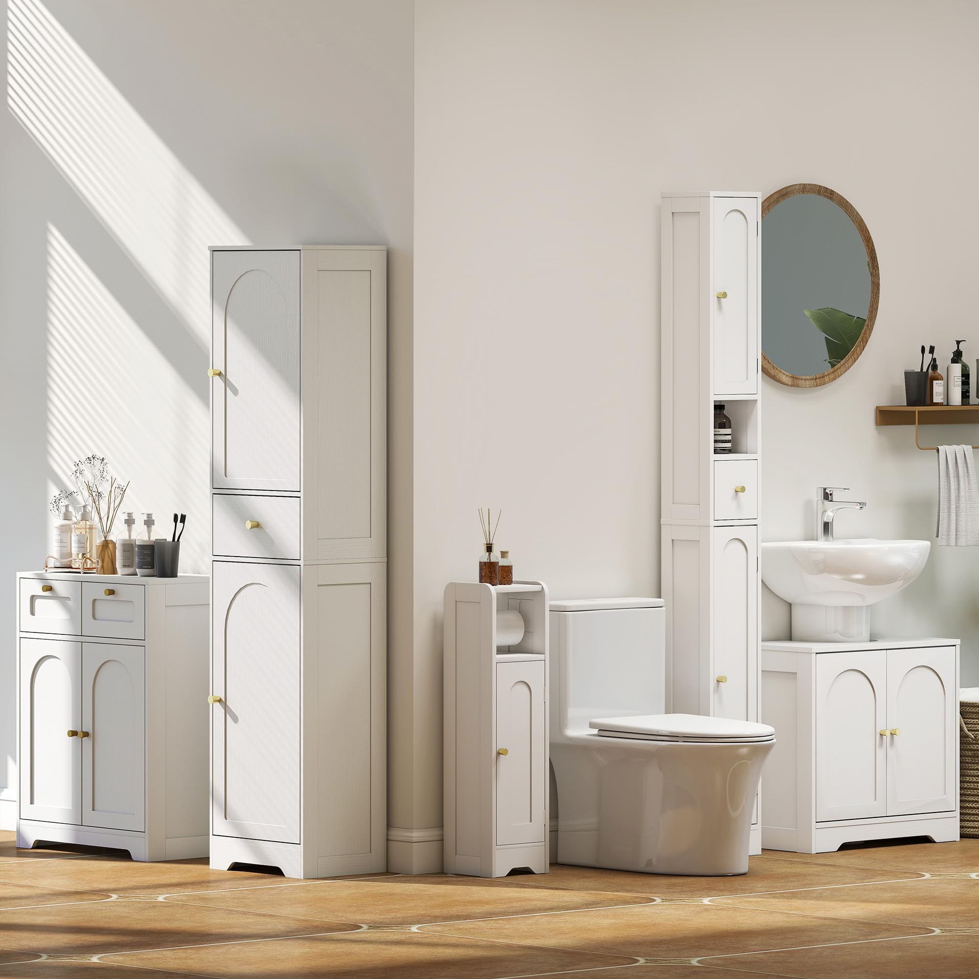 HOMCOM Meuble sous lavabo avec/sans Pédestal Socle 60 x 30 x 65 cm Blanc | Salle de Bain, Meuble sous Vasque, Armoire de Rangement pour Lavabo, Placard à Portes, Étagère Réglable, pour Bassin