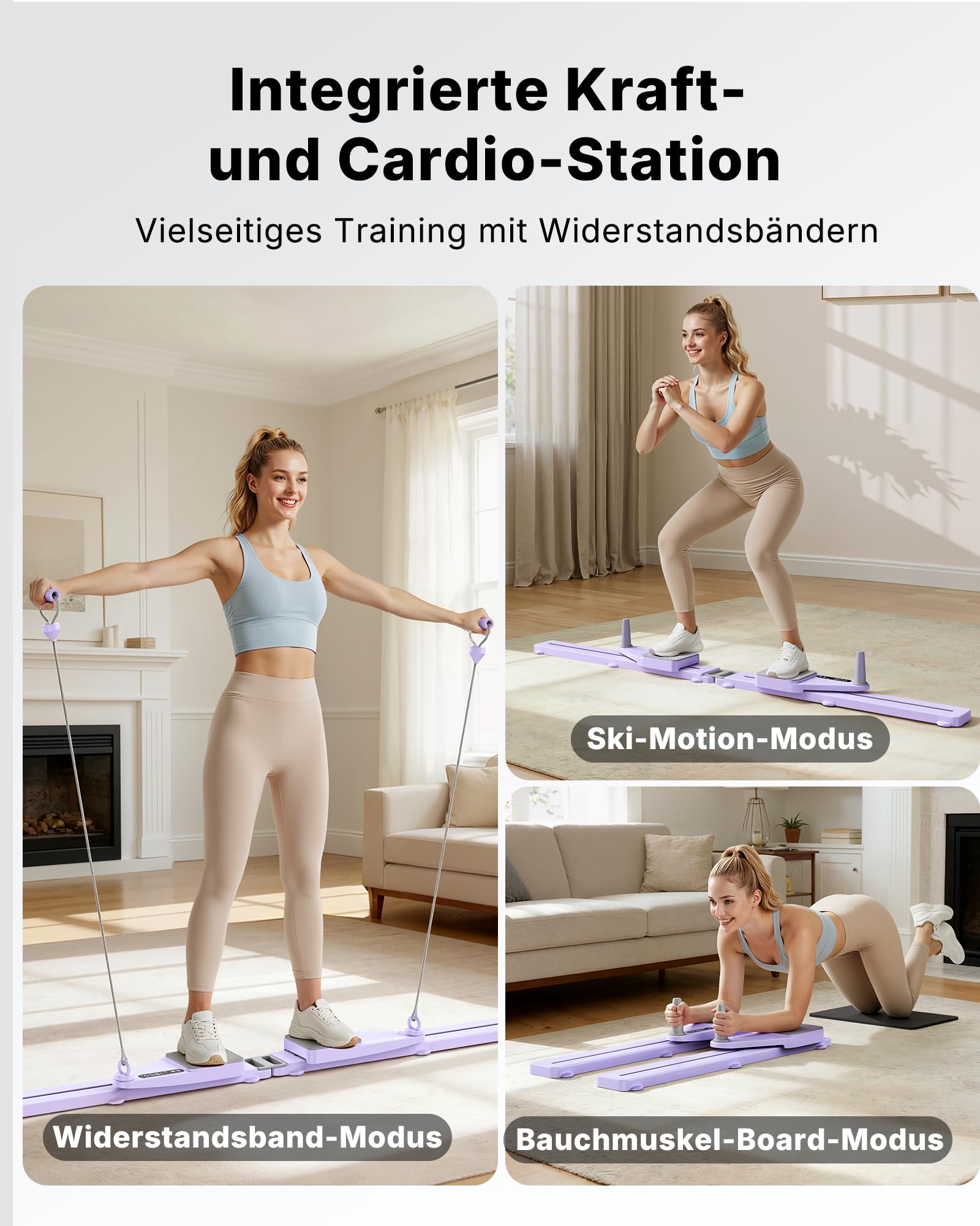 MERACH Pilates Reformer – Pilates Board Multifunktions Reformer für Pilates mit Widerstandsbändern zählen und Kniepolster, 120 KG klappbar, Fitnessgeräte für Zuhause Bauchtrainer für Zuhause