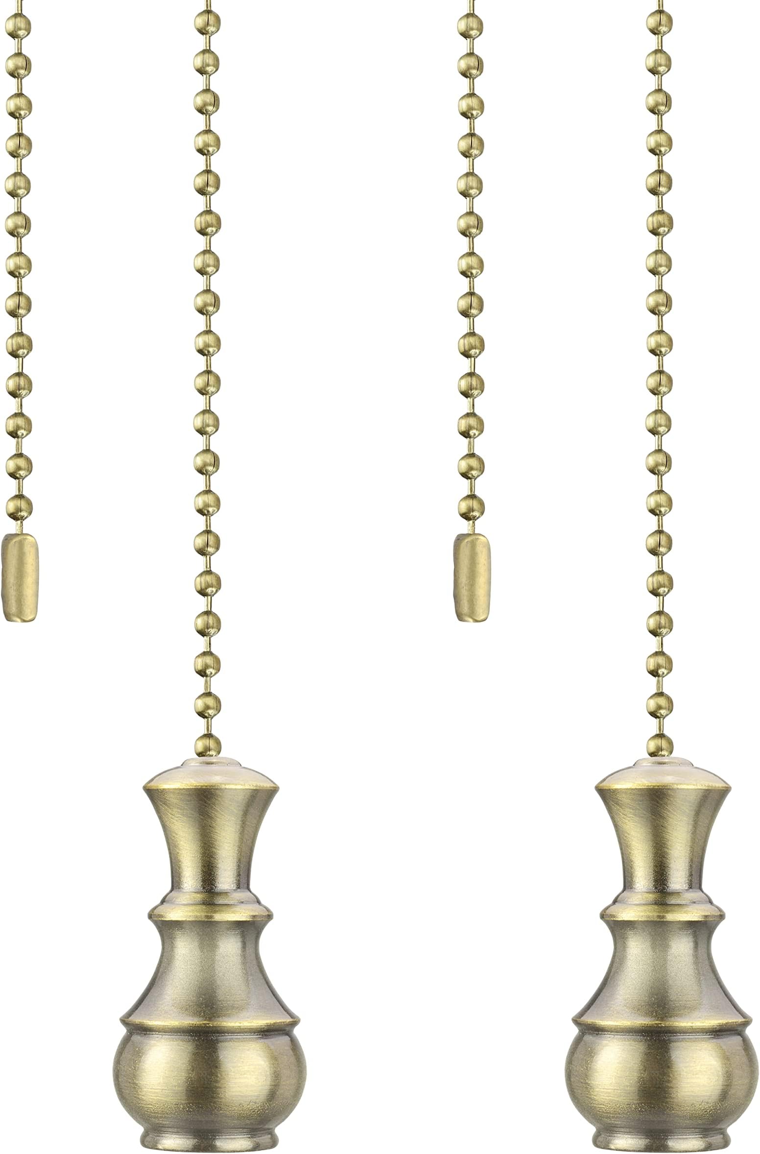 Aspen CreativeCorporation Antique Brass 20515-42, 12" Ceiling Fan Beaded Solid Steel Decorative Pull Chain Finish, 2 Pack