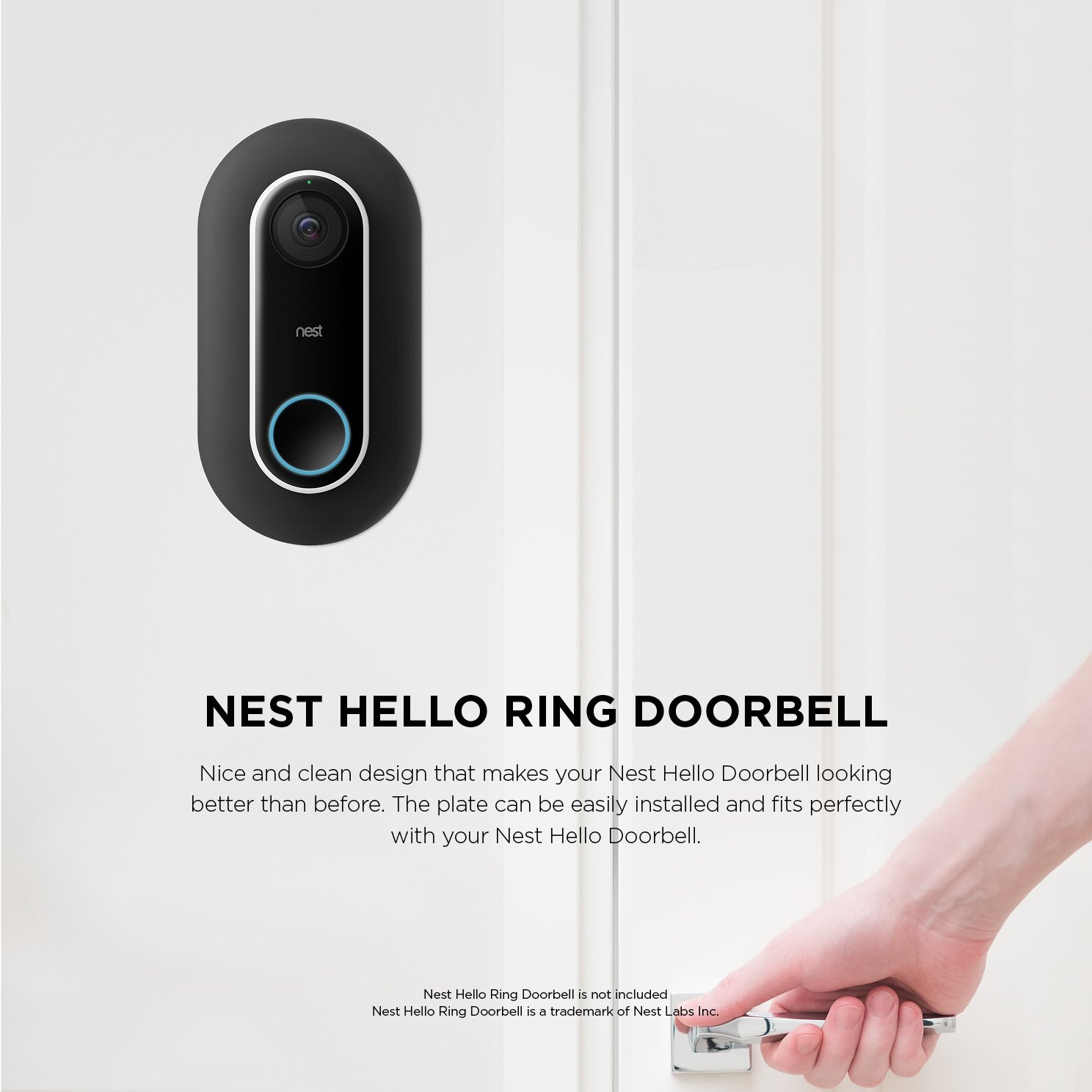 elago Wall Plate Designed for Google Nest Hello Wall Plate (Wired) [Black] - Compatible with Google Nest Hello Smart WiFi Video Doorbell, Use with Adjustable Wedge [US Patent Registered]