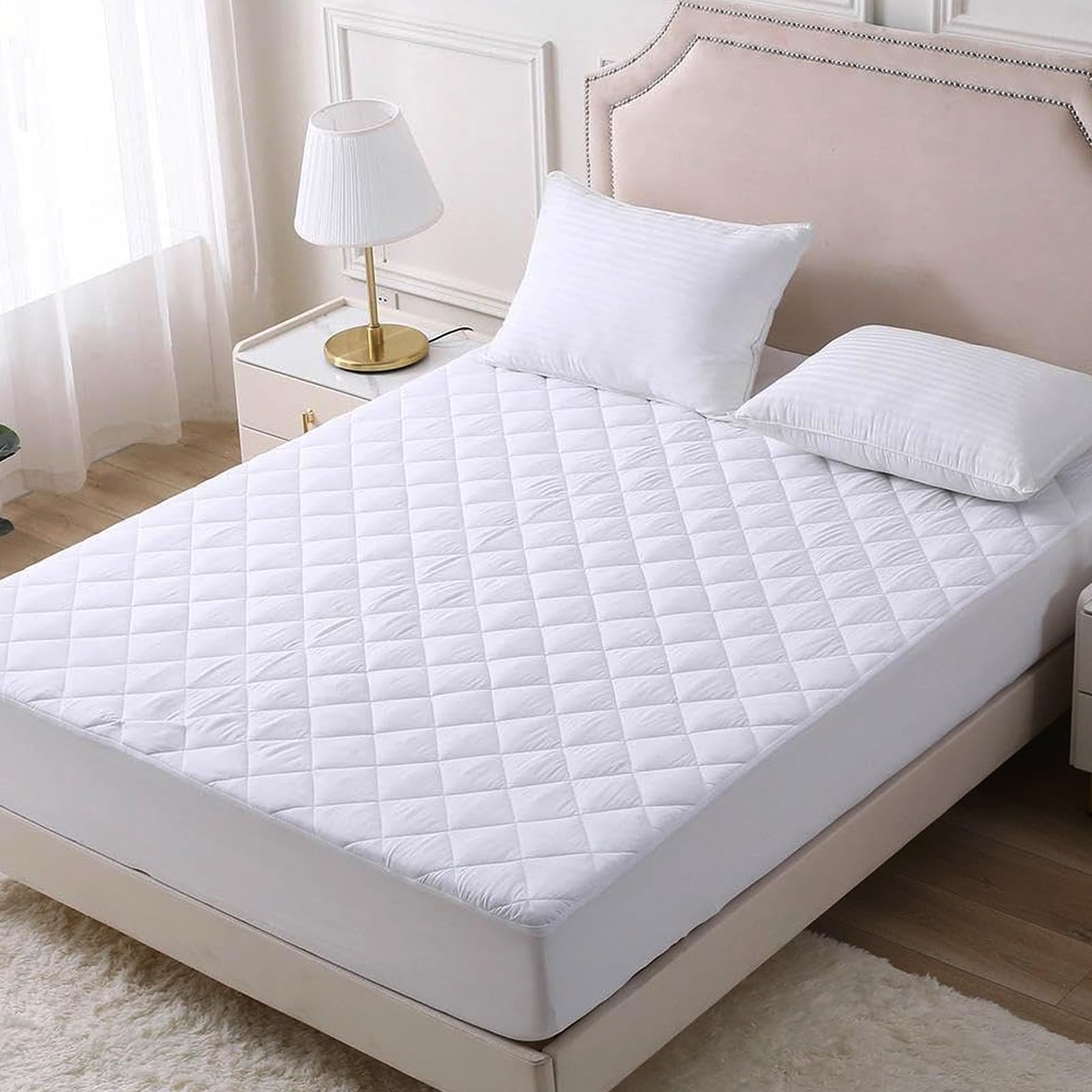 Home Living Quilted Mattress Protector Extra Deep 40cm Fitted Anti